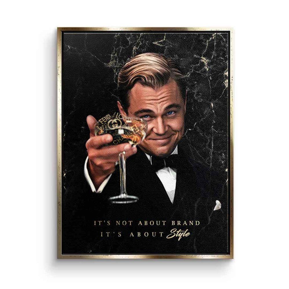 DOTCOMCANVAS® große Der Leinwandbild, Wolf Leinwandbild schwarzer Rahmen Gatsby Ch Leonardo Street of DiCaprio Wall