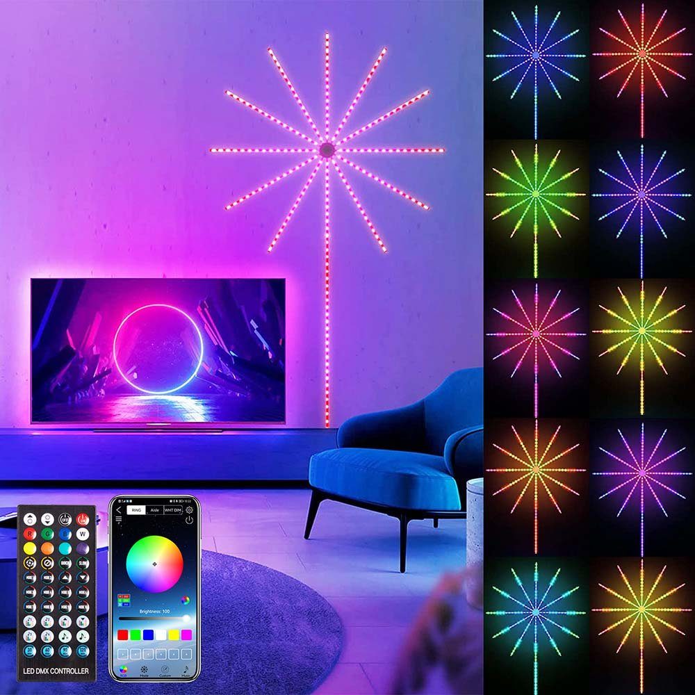 Sunicol LED-Streifen LED RGB Feuerwerk Stripe Lichterkette,Traumfarben Beleuchtung Lichter, Bluetooth