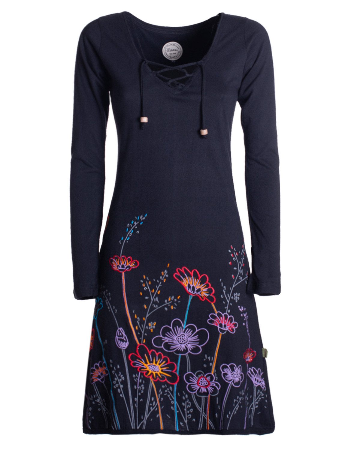 Vishes Tunikakleid Damen Langarm-Shirtkleid Tunika-Kleid Baumwollkleid günstig online kaufen