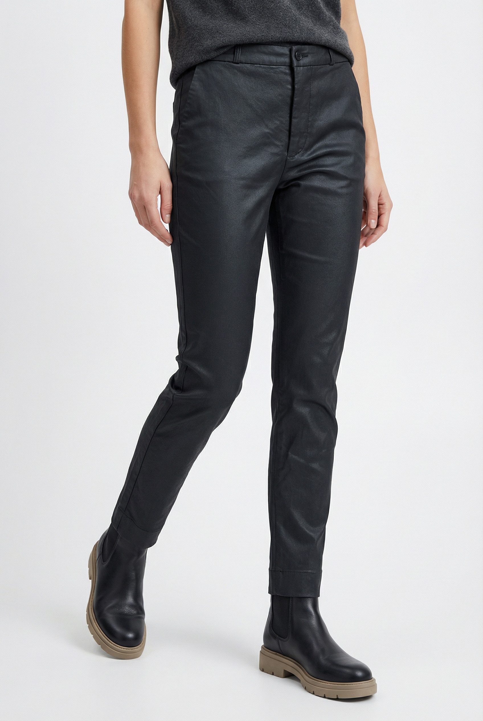 FREEQUENT Stoffhose FQSOLVEJ - COOPER Sommerhose knöchellang aus elastischer Viskose-Mischung