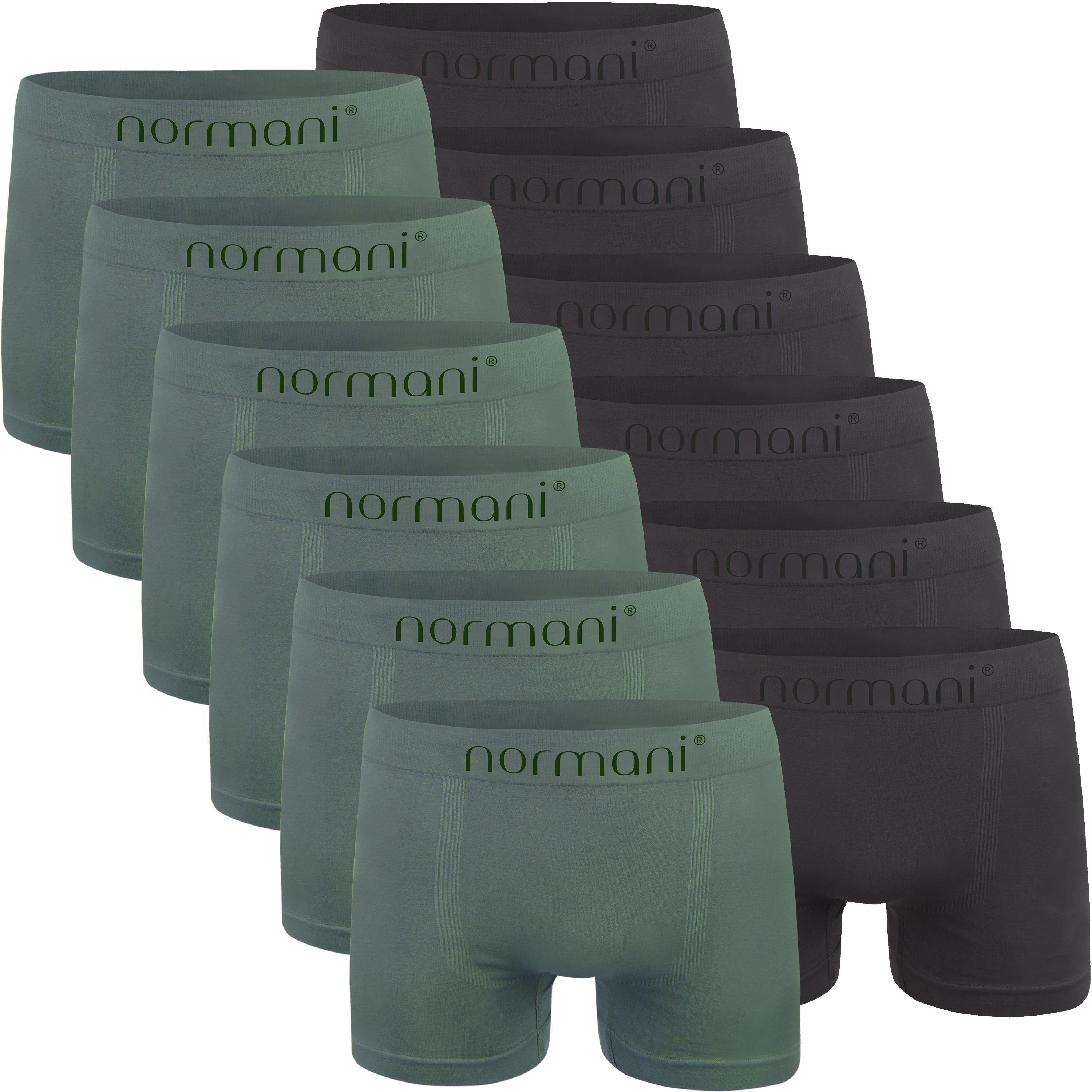 normani Retro Boxer 12 Stück Mikrofaser-Boxershorts für Herren Männer Retropants Unterhosen aus schnell trocknendem Material Anthrazit / Oliv