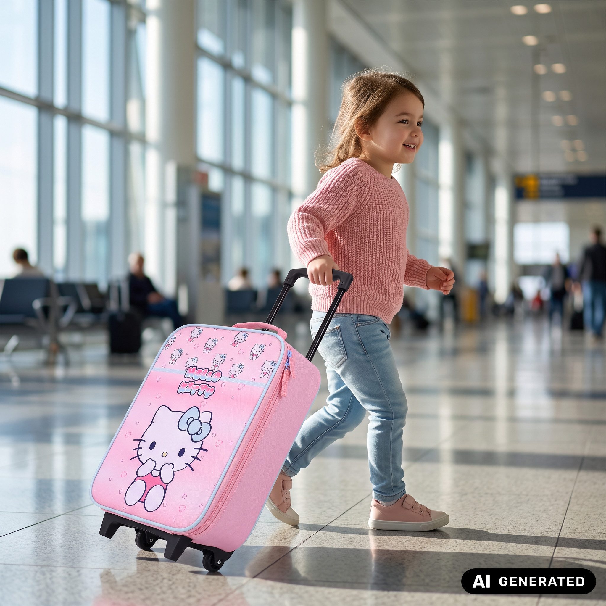 Hello Kitty Kinderkoffer Trolley Koffer Handgepäck Kinder Trolly Kindertrolley für Mädchen, Innen-Maße: 40 x 30 x 10 cm, Volumen: 12 Liter