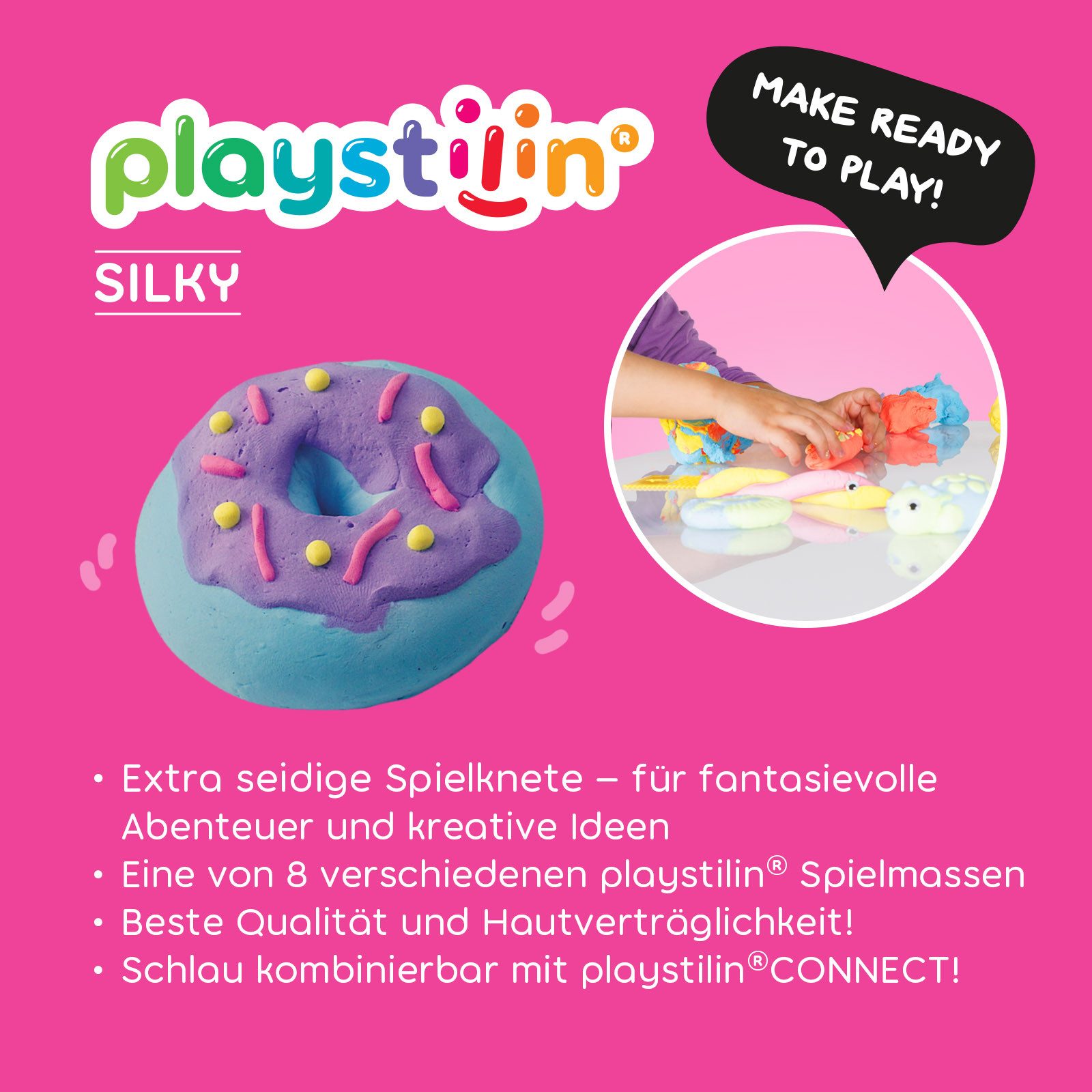 Playstilin® Knetform-Set SILKY (Knetset, 1-tlg., mit Kulleraugen und Modellierwerkzeug), super seidige Spielknete, lufttrocknend