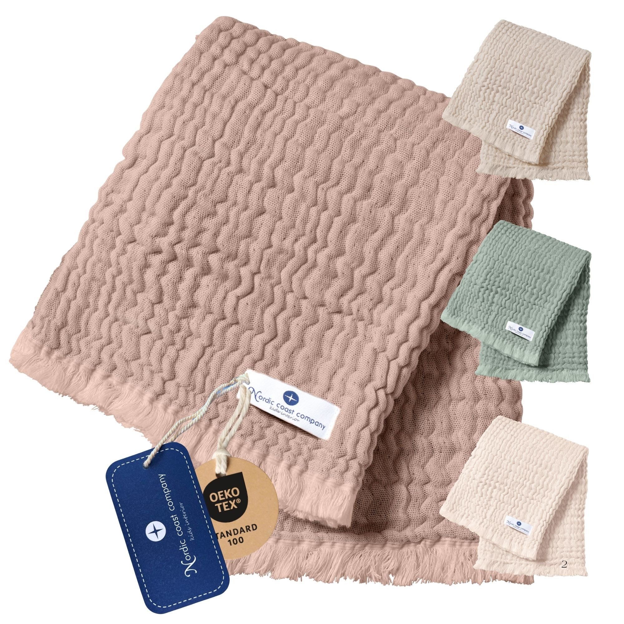 Babydecke 80x80 - Premium Musselindecke, Puckdecke & Kuscheldecke, Nordic Coast Company, Babydecke Musselin extra weich - Neugeborene - geprüft