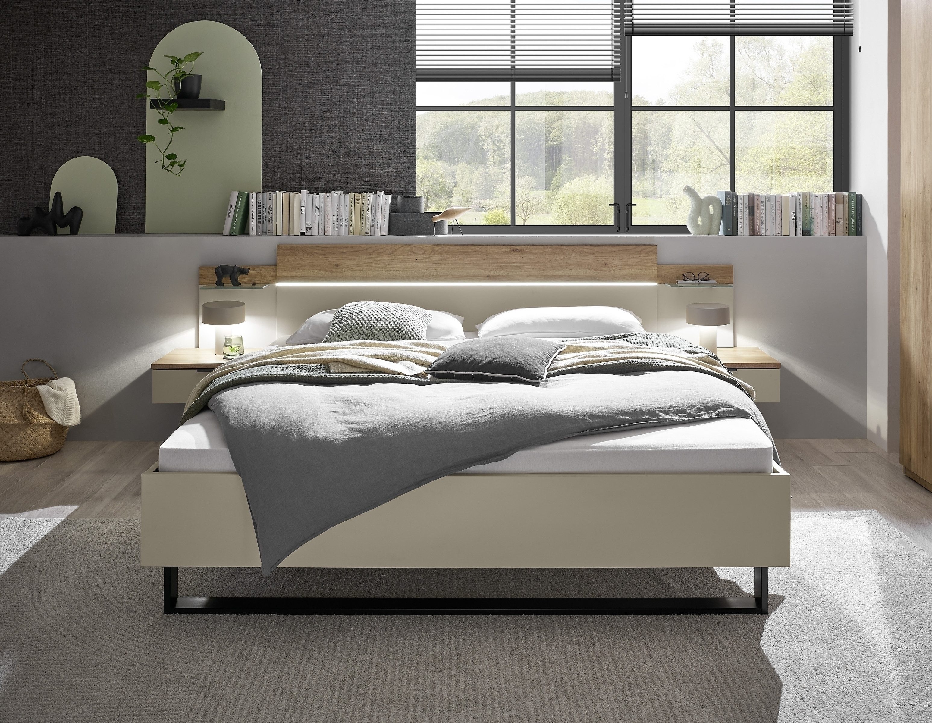 Schlafkontor Schlafzimmer-Set (2-teilig) Doppelbett + Kleiderschrank, Mauvella Oak Dekor / Kashmir, (2-teilig)