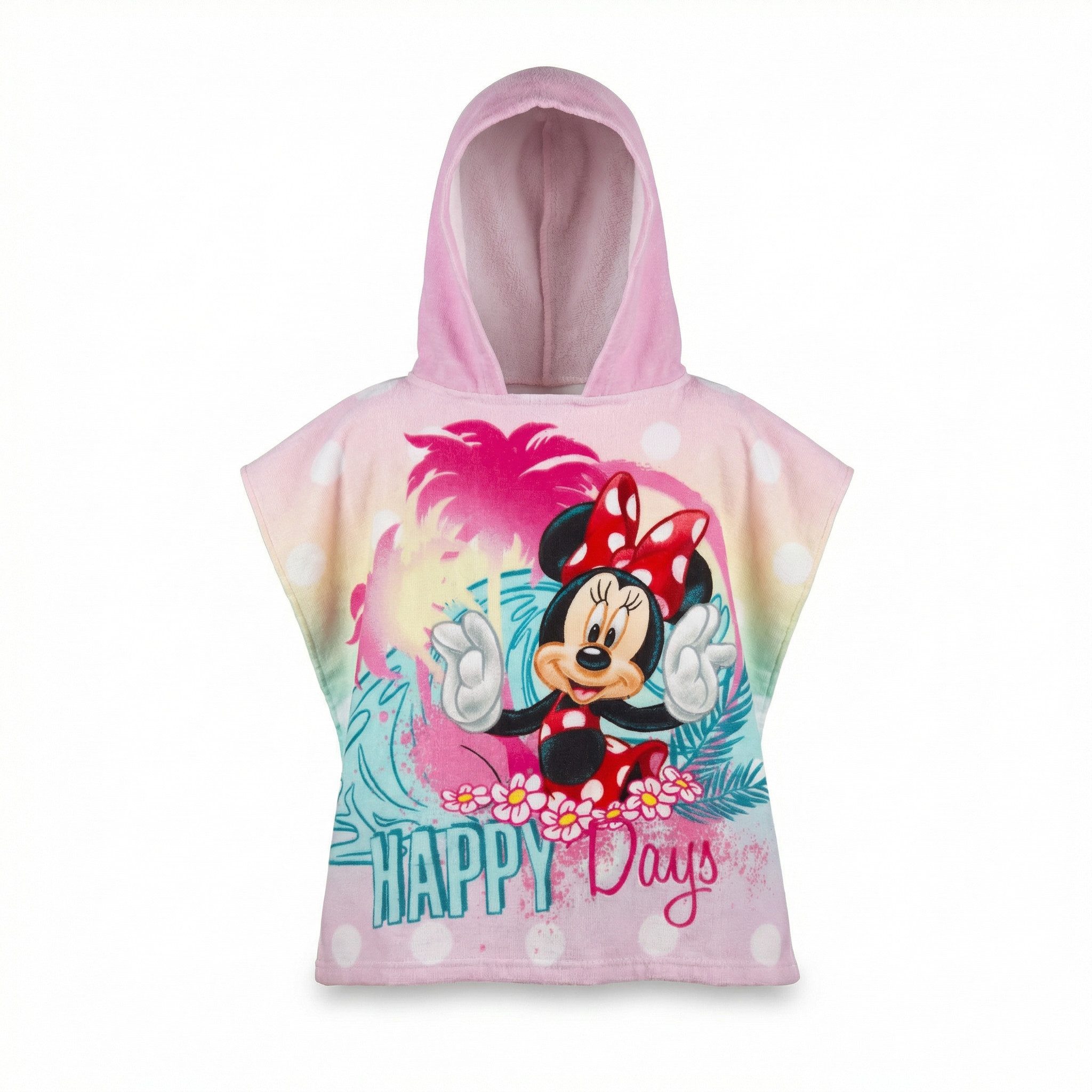 Disney Badeponcho Disney Minnie Maus Kinder Mikrofaser Poncho Badeponcho, 55, Polyester, Kapuze, ohne Verschluss, 55x110 cm