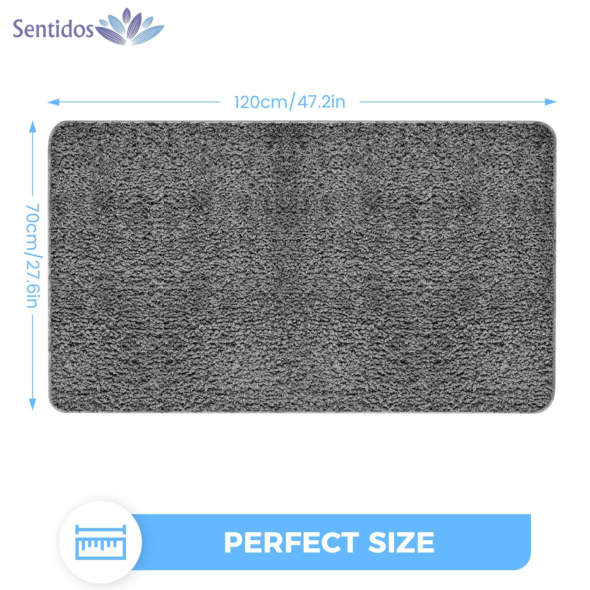 Sentidos Badematte badteppich rutschfest Eleganter Badezimmerteppich, Höhe 20 mm, Polyester, 70x120cm, badematten badläufer badgarnitur badteppiche teppich toil – Bild 2 von 5