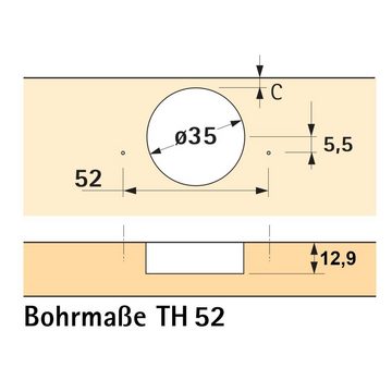SO-TECH® Möbelbeschlag Topfband SENSYS 8645i T52 110° mit integriertem Dämpfer (1 St), Montageplatte inkl. Schrauben, Eckanschlag von HETTICH