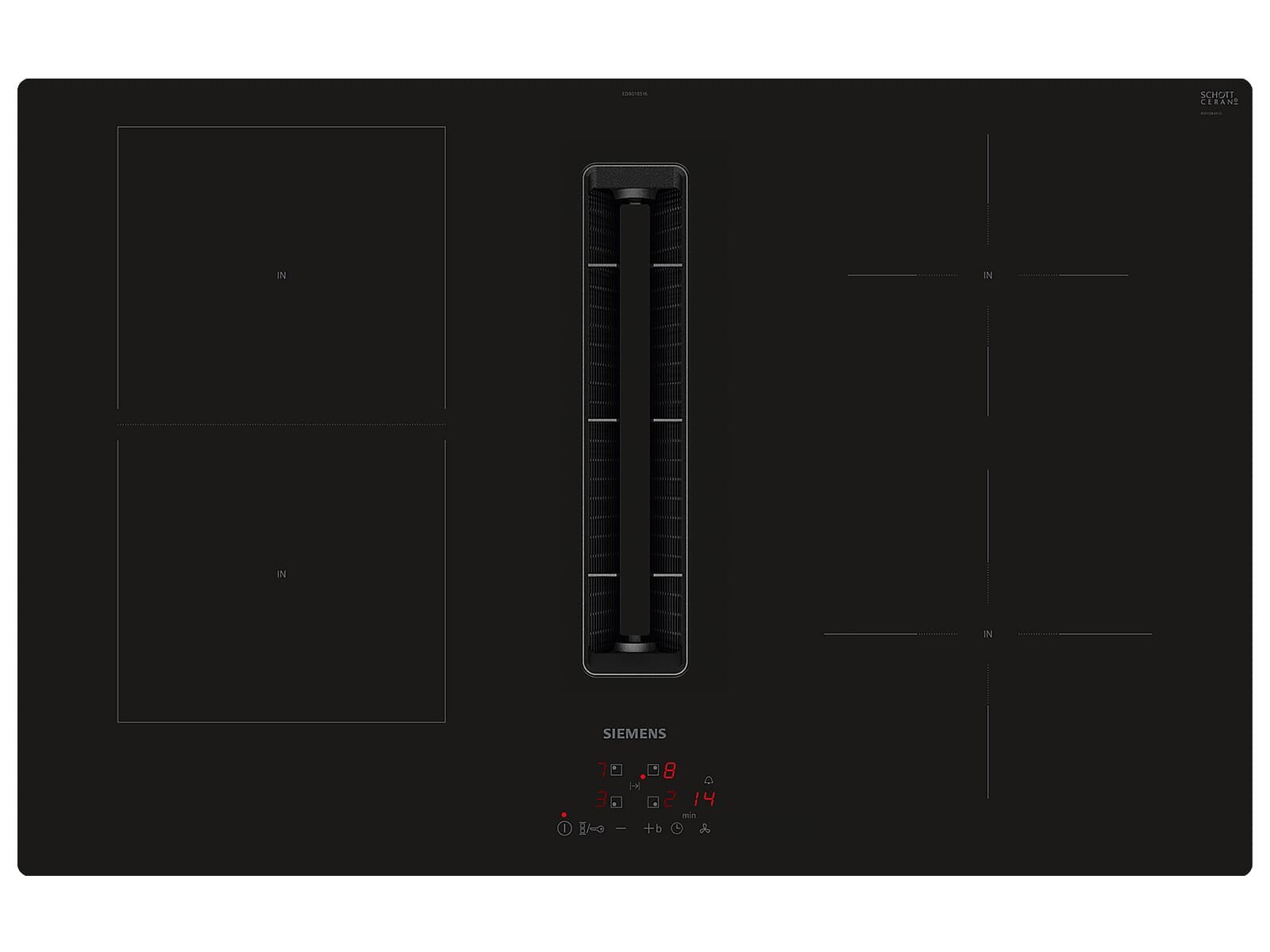 SIEMENS Kochfeld mit Dunstabzug ED801BS16E, Powerboost-Funktion, Timer, TouchControl-Bedienung