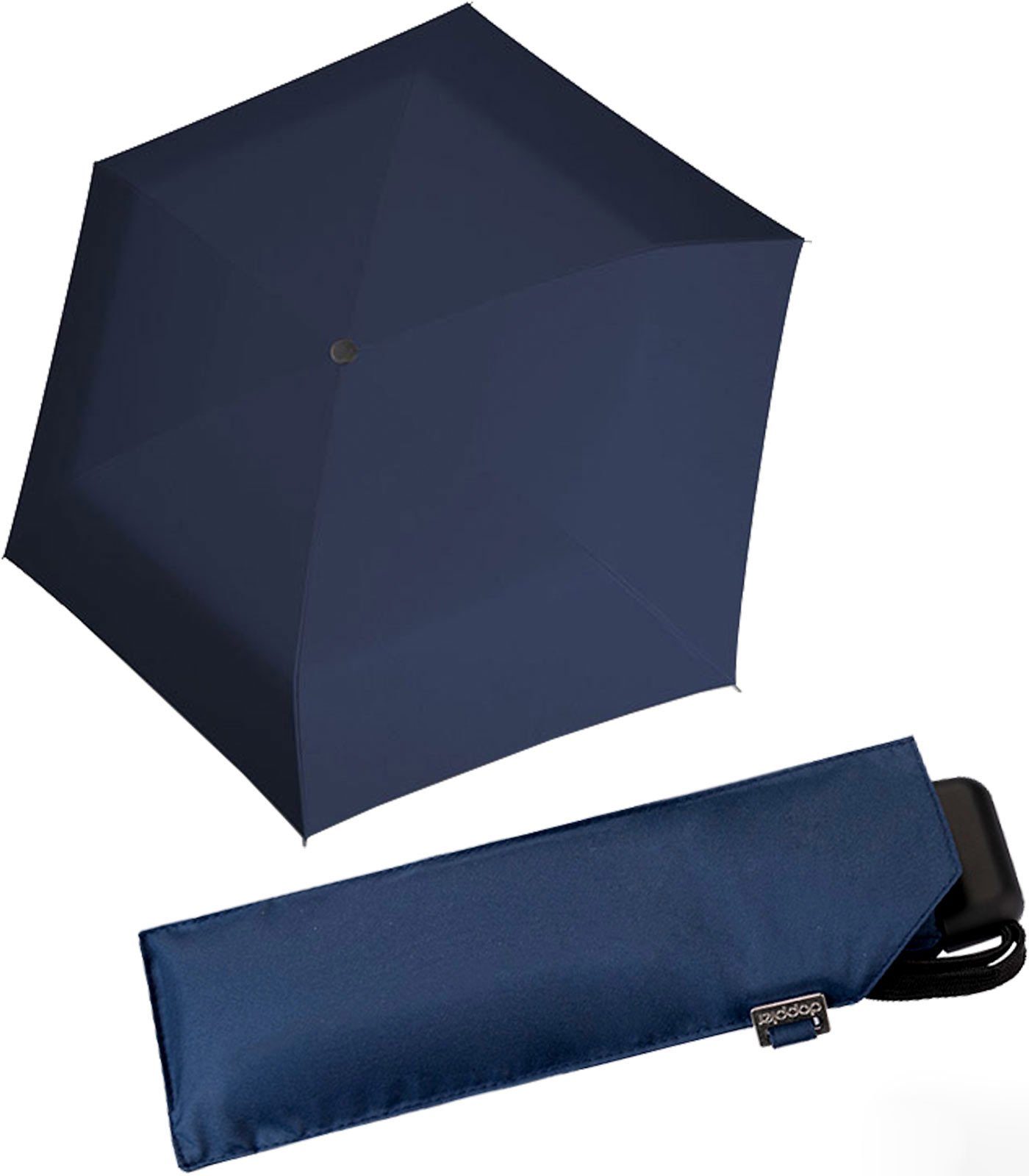 Slim und flache extrem Taschenregenschirm Carbonsteel marine leicht Mini doppler® sehr Damen,