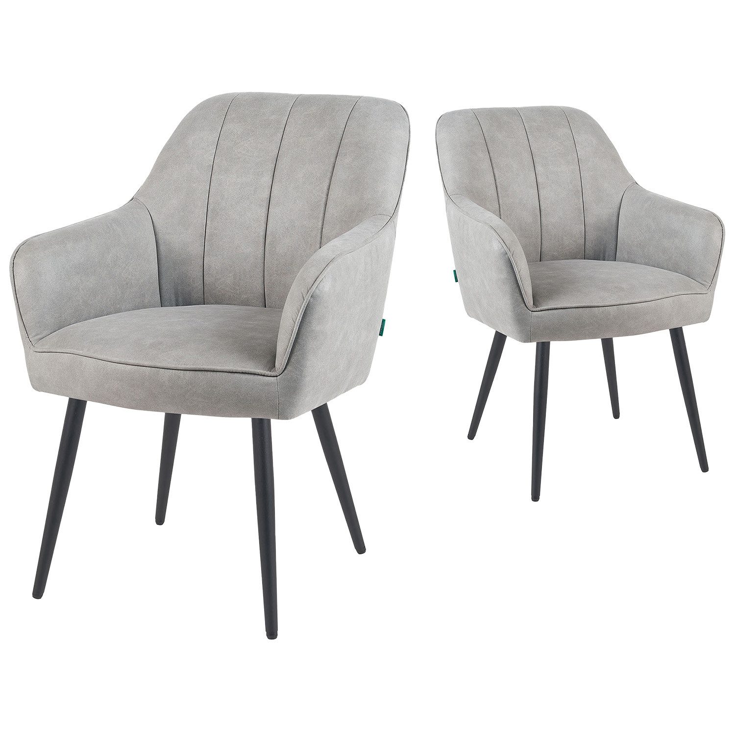 DUBI Möbel Polsterstuhl Mika-Timo, Federkernpolsterung, pulverbeschichtet im 2er-Set