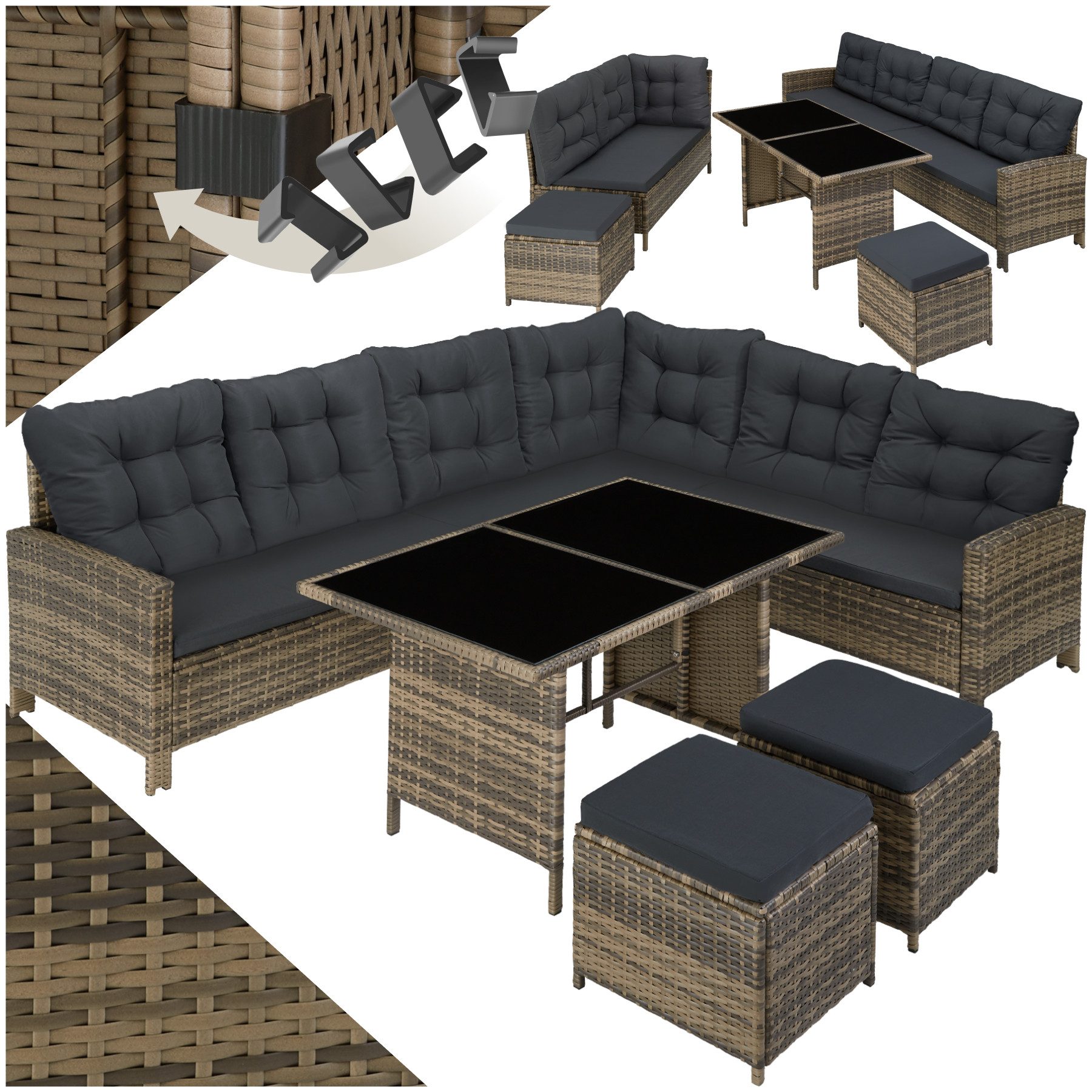 tectake Loungeset Rattan Lounge, (Set., 6-tlg), günstig online kaufen