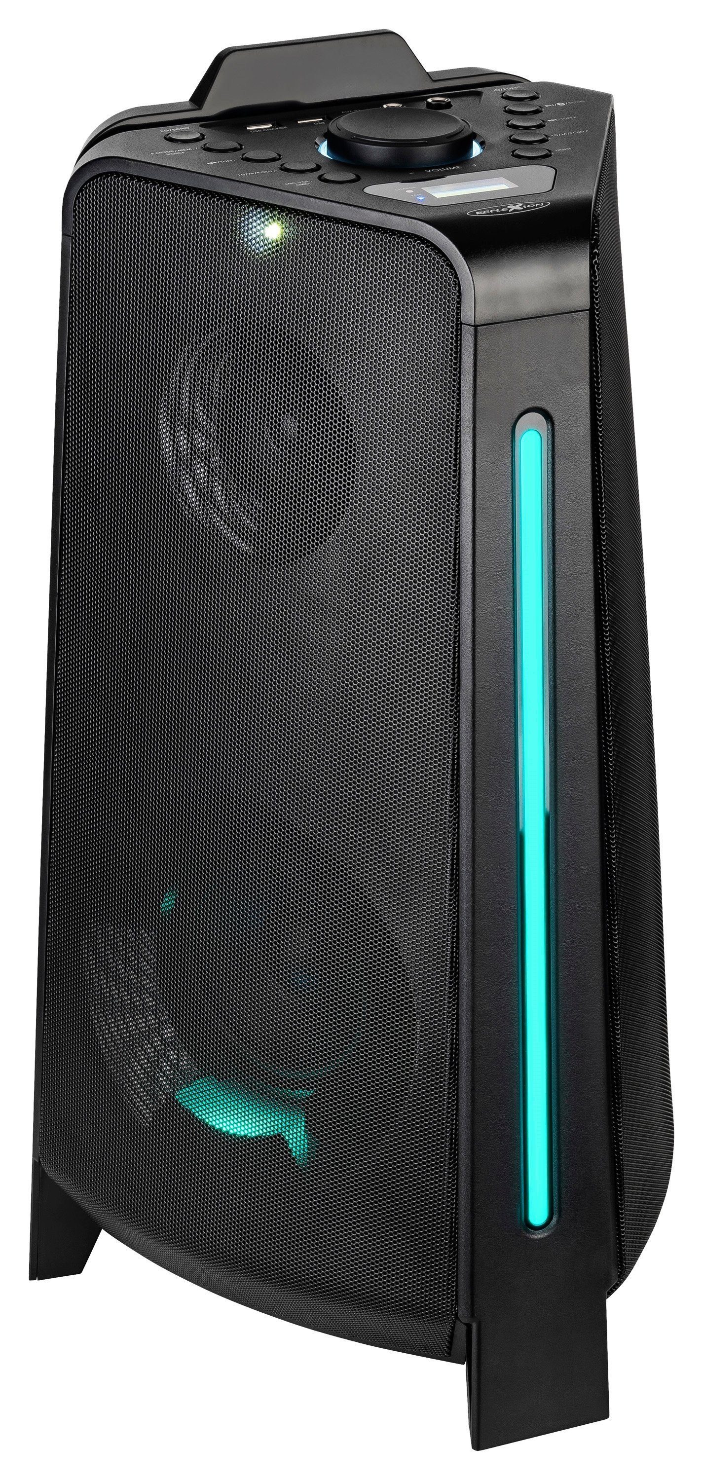 Reflexion PS100BT LED Beleuchtung mit verschiedener Modi-Auswahl Party-Lautsprecher (Bluetooth, 800 W, Bluetooth, Radio, Karaoke, Disco-Licht Effekte, Equalizer)