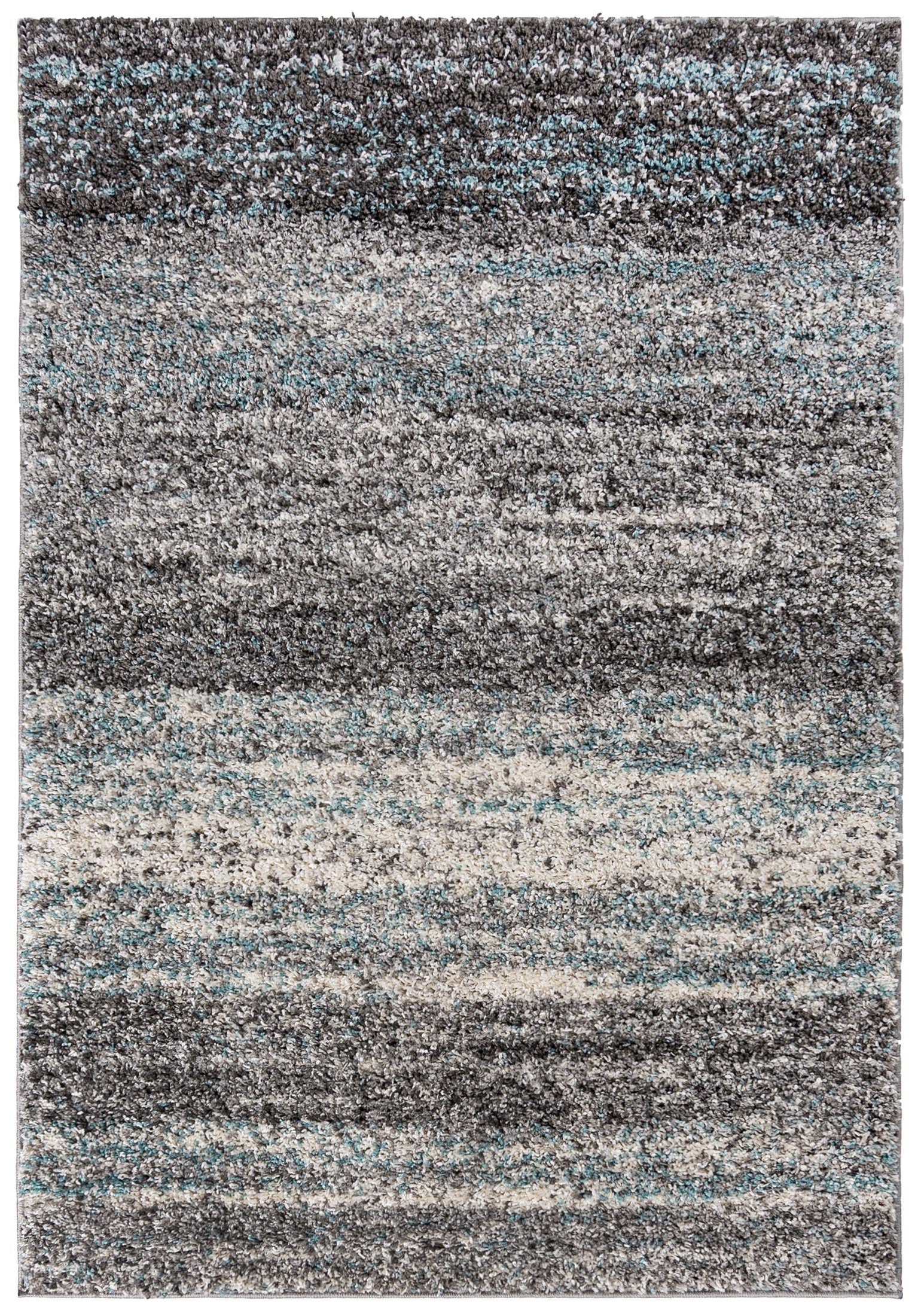 Mazovia Hochflor-Teppich Hochflor Shaggy Teppich für Wohnzimmer - Höhe 30 mm Grau Blau, 60 x 100 cm, Pflegeleicht, Abstract Meliert, Langflor, Rechteckig, Weich