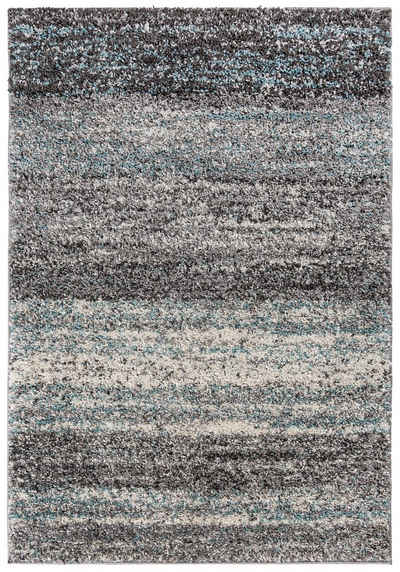 Hochflor-Teppich Hochflor Shaggy Teppich für Wohnzimmer - Höhe 30 mm Grau Blau, Mazovia, 60 x 100 cm, Pflegeleicht, Abstract Meliert, Langflor, Rechteckig, Weich