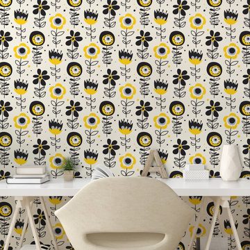 Abakuhaus Vinyltapete selbstklebendes Wohnzimmer Küchenakzent, Abstrakt Surreal Design Blumen
