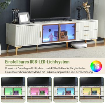 OKWISH TV-Schrank Unterschrank Stauschrank mit 16 farbiger LED-Beleuchtung,für 70-Zoll-Fernseher,170*35*50cm