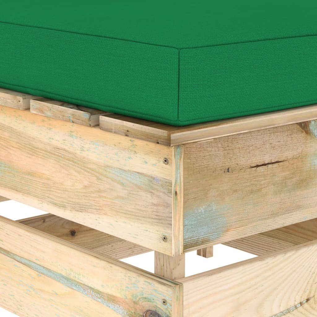 Holz, 1 Braun vidaXL mit mane Kissen Teile Grün und Modulare Grün Loungesofa Imprägniertes