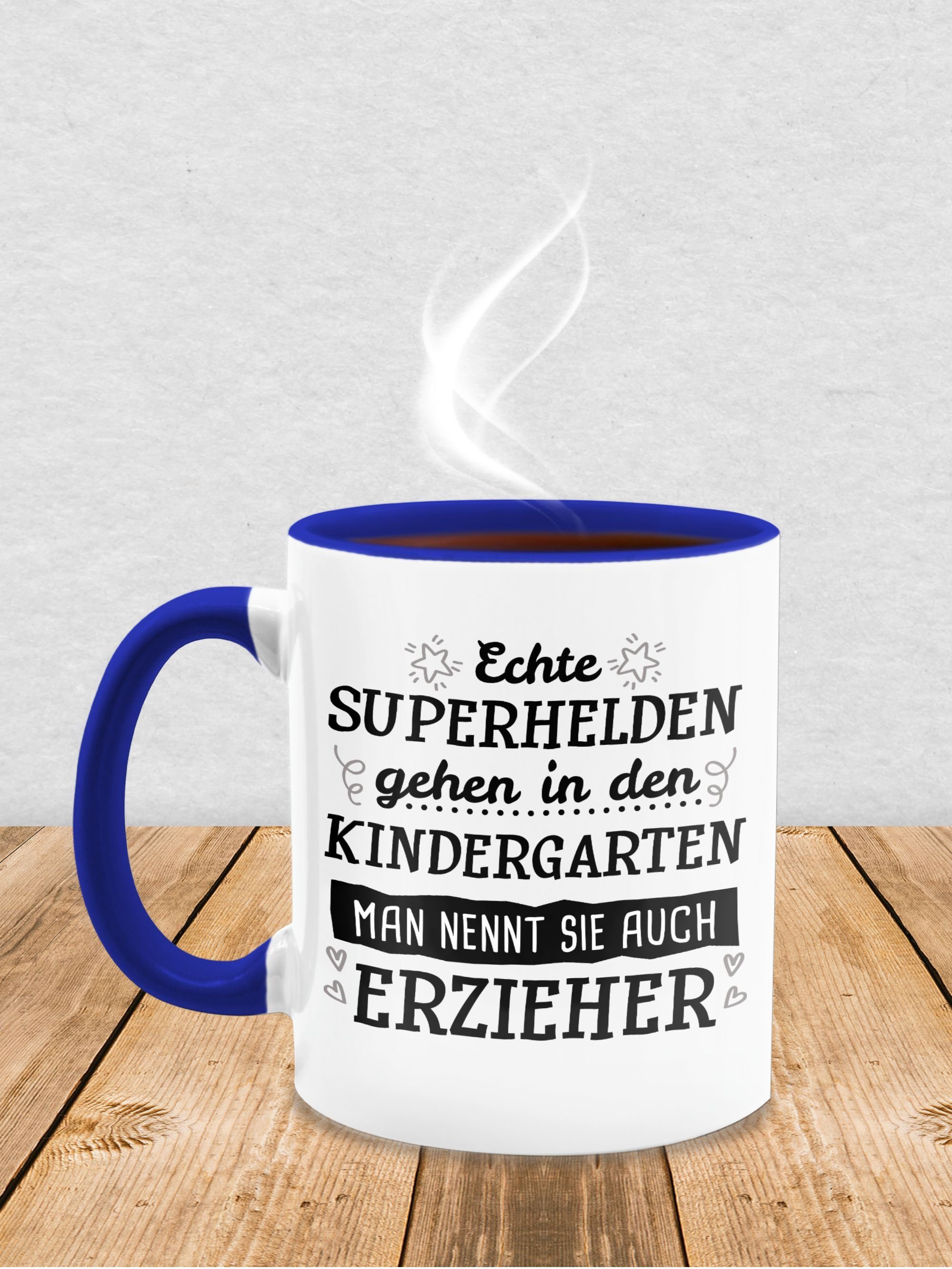 Dunkelblau Keramik, Kindergarten Superhelden Echte Shirtracer Job Kaffeetasse Erzieher, Tasse Geschenk - den gehen in 2