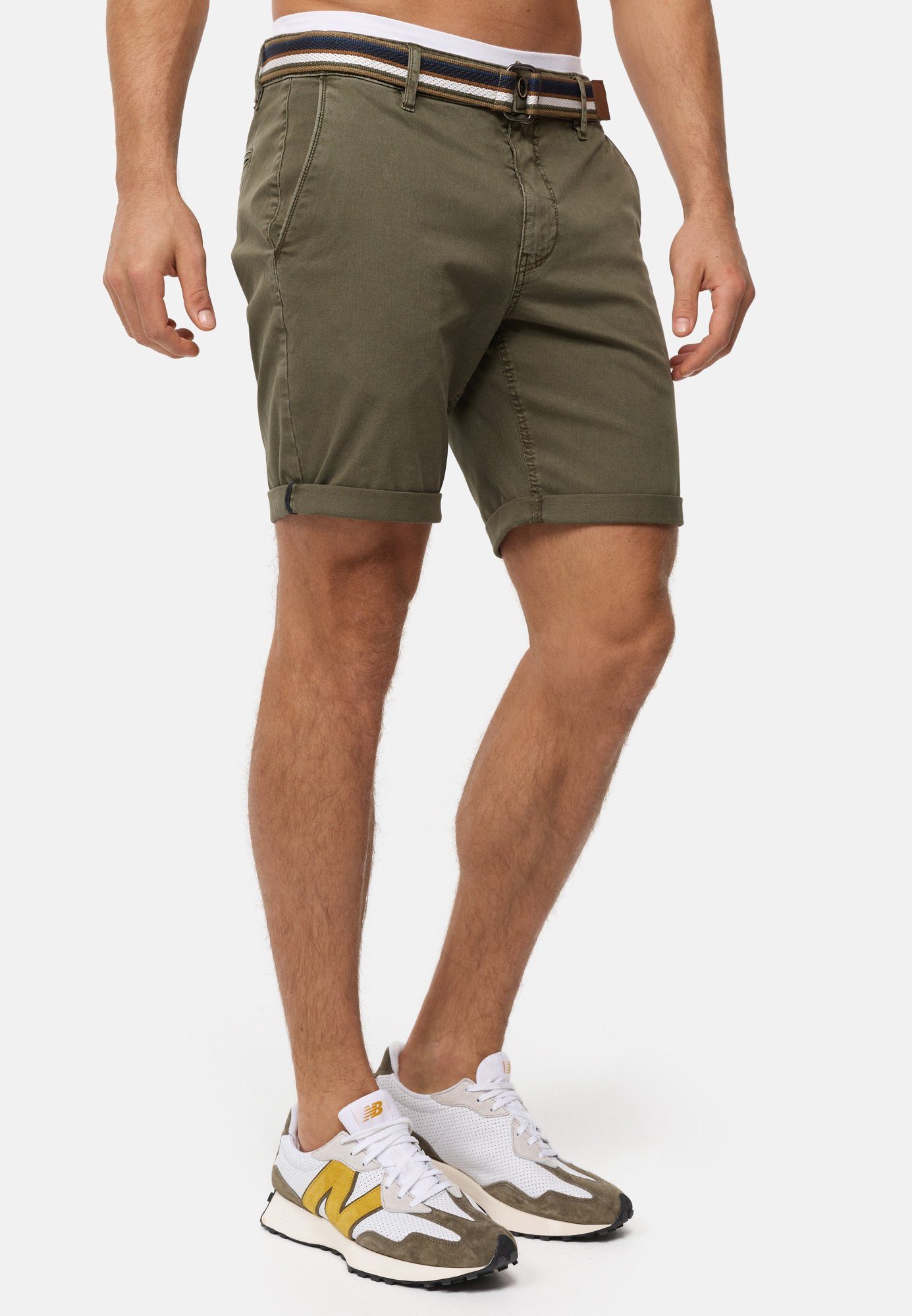 Indicode Chinoshorts Herren INCunning Chino Shorts Herrenshorts aus elastischer Baumwoll-Qualität, inkl. Gürtel