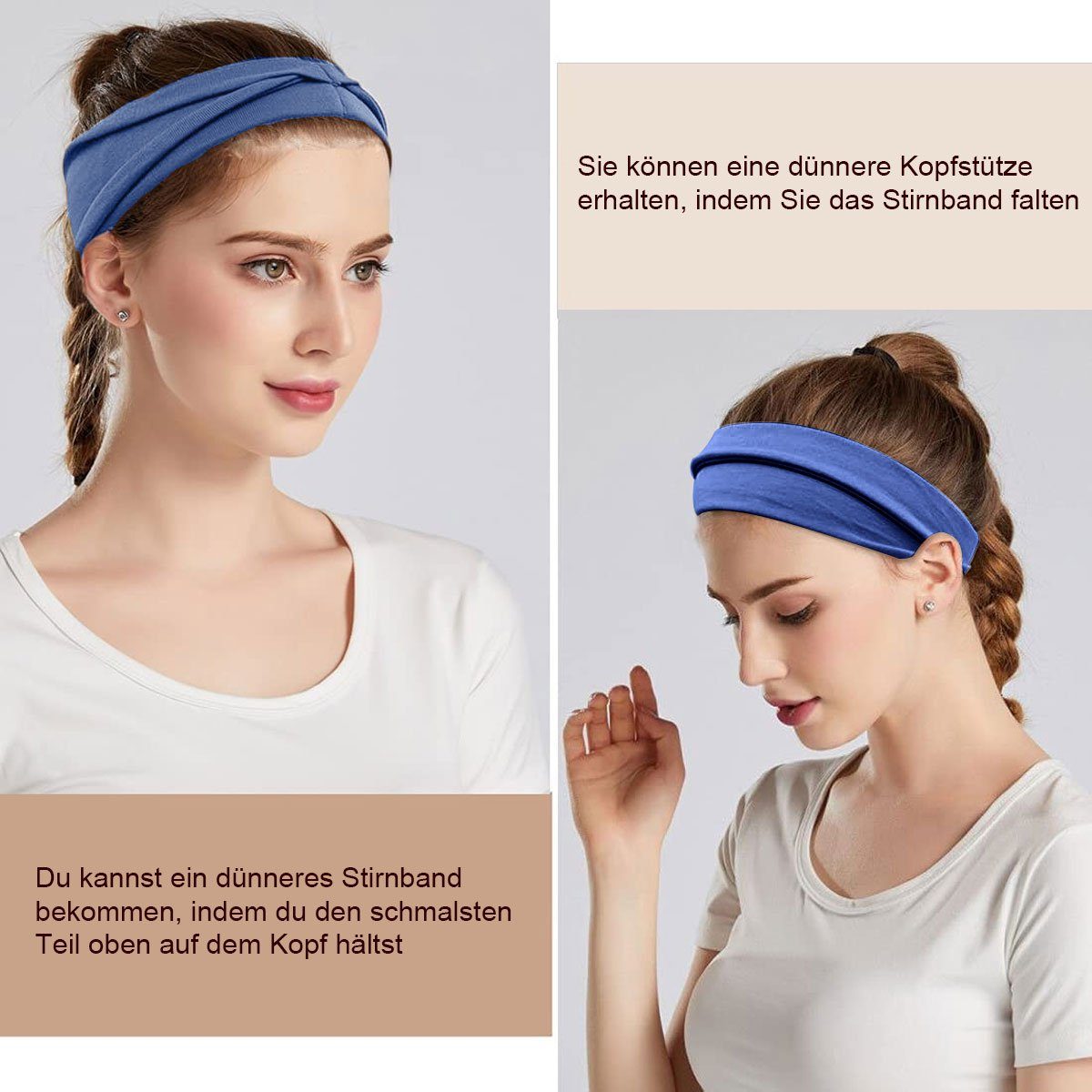 Elastisch Haarbänder hellblau Yoga Haarband Jormftte blau+dunkelviolett+schwarz+hellgrau+ingwer+digital Workout Damen Stirnband Sport für