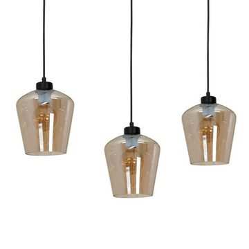 Kiom Pendelleuchte Hängeleuchte Cabot amber 3 x E27 60 cm, Stylische Lampenschirme aus Bernsteinglas, Leuchtmittel nicht inklusive, Leuchtmittel abhängig