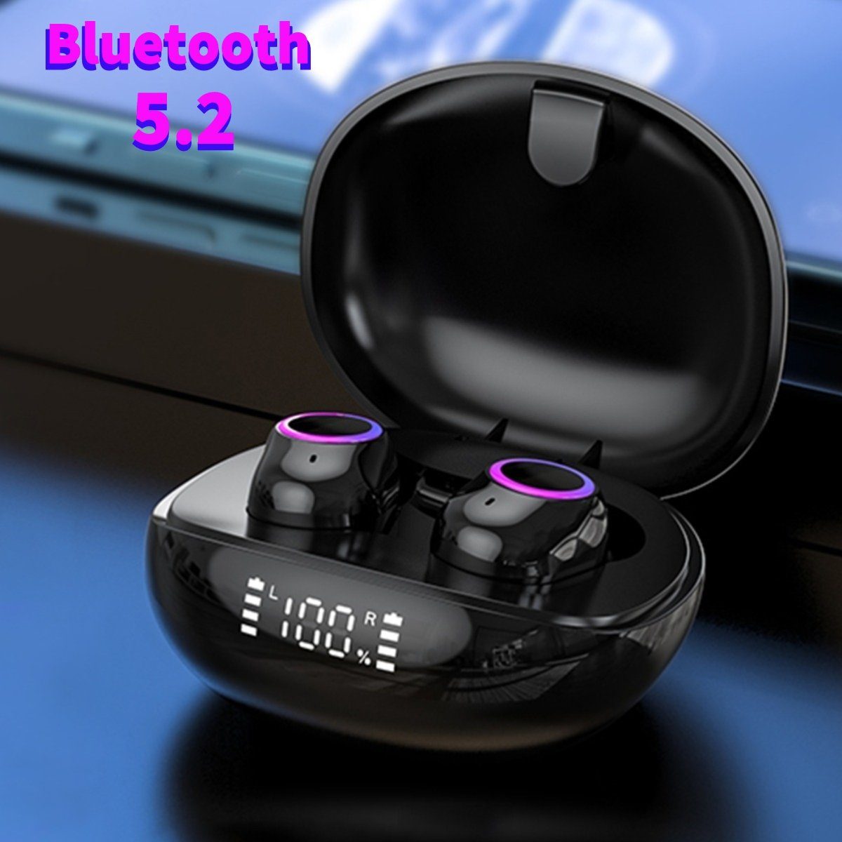 VSIUO HiFi Stereo Bluetooth Kopfhörer Kabellos True-Wireless Earbud Headset In-Ear-Kopfhörer (Bluetooth 5.2 In-Ear-Kopfhörer, Google Assistant, Siri, Voice Assistant, Noise Cancelling, Sportkopfhörer, IP4 Wasserdicht Ohrhörer)