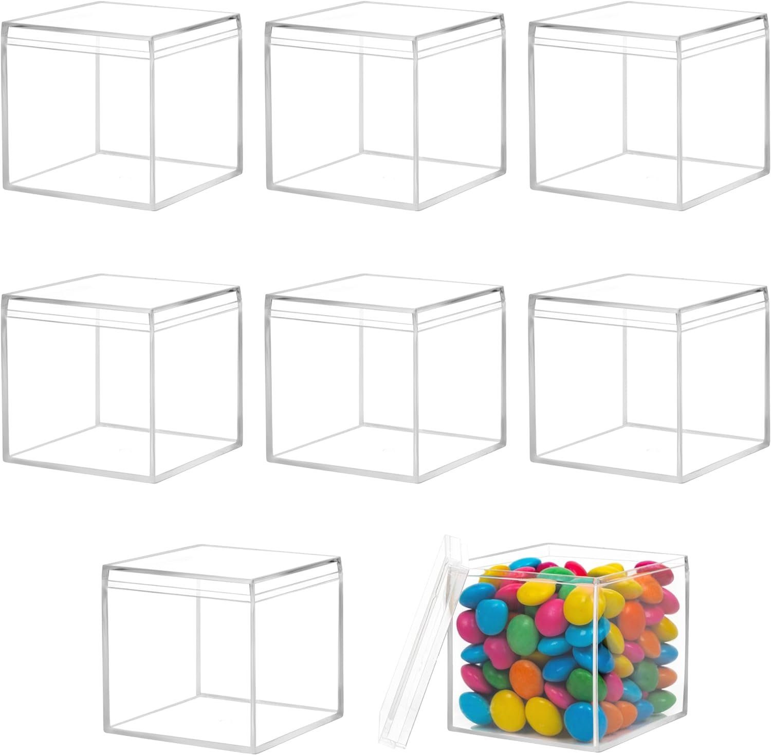 XDeer Geschenkbox Acryl Würfel Geschenkbox Durchsichtig Set [8/10er-Pack] - Acryl Box (8 St), mit Deckel zum Organisieren von Schmuck, Süßigkeiten, Partygeschenken