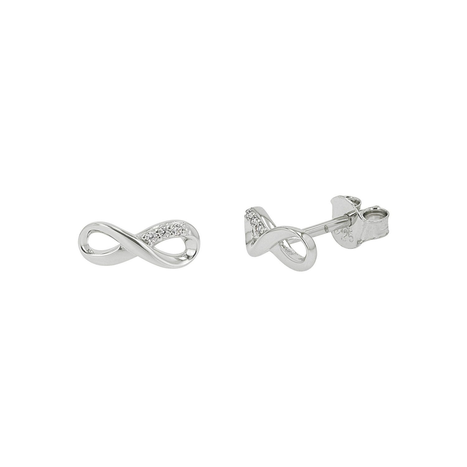 TOM TAILOR Paar Ohrstecker Schmuck Geschenk Silber 925 Infinity Unendlichkeitsschleife, mit Zirkonia (synth)