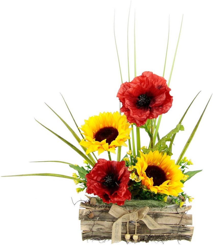 Kunstpflanze Sonnenblume/Mohn, I.GE.A., Höhe 30 cm