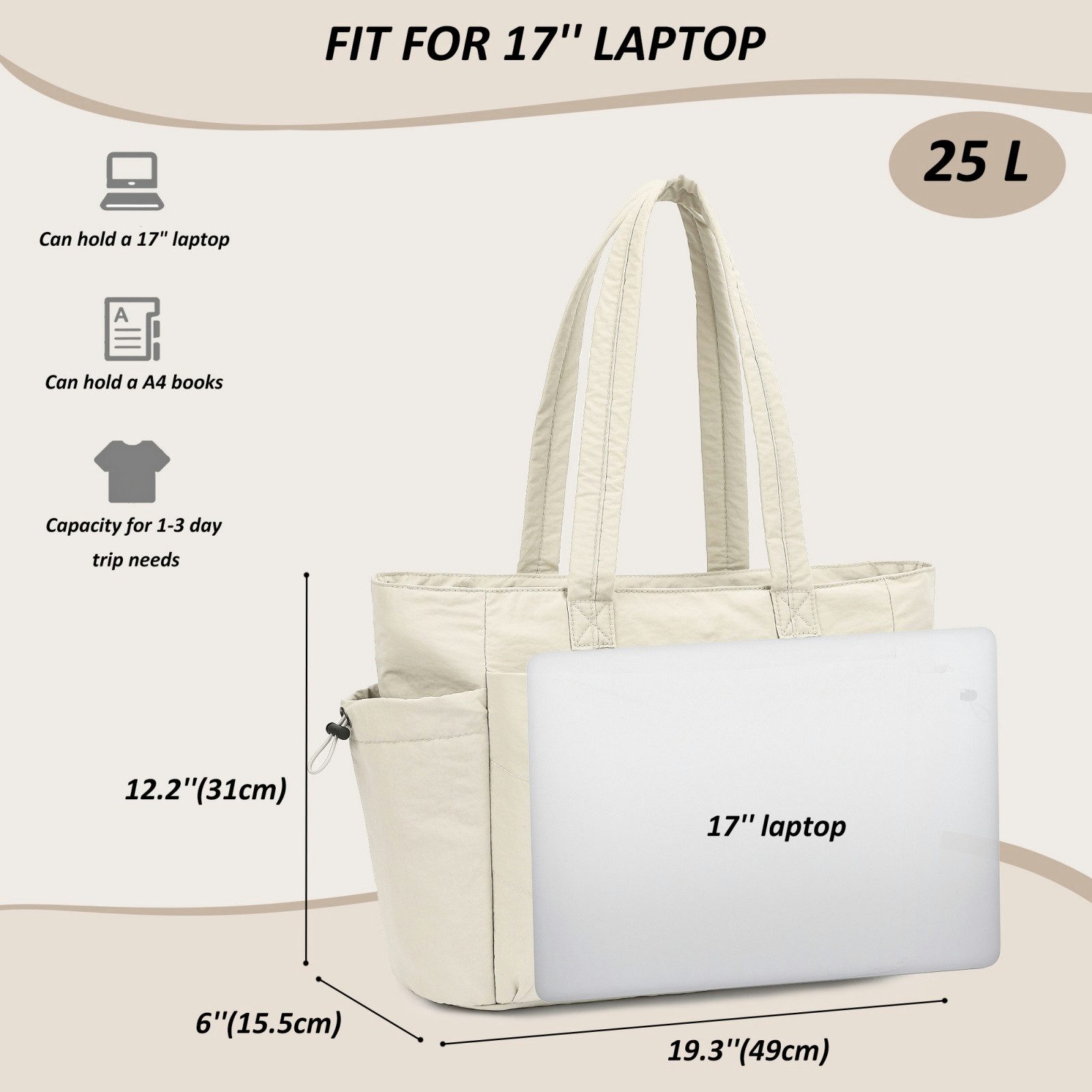 TAN.TOMI Umhängetasche Handtasche gesteppte Tragetasche Messenger Laptop Tasche, Mit Laptopfach und Reißverschluss für Schule Arbeit Reisen – Bild 4 von 5
