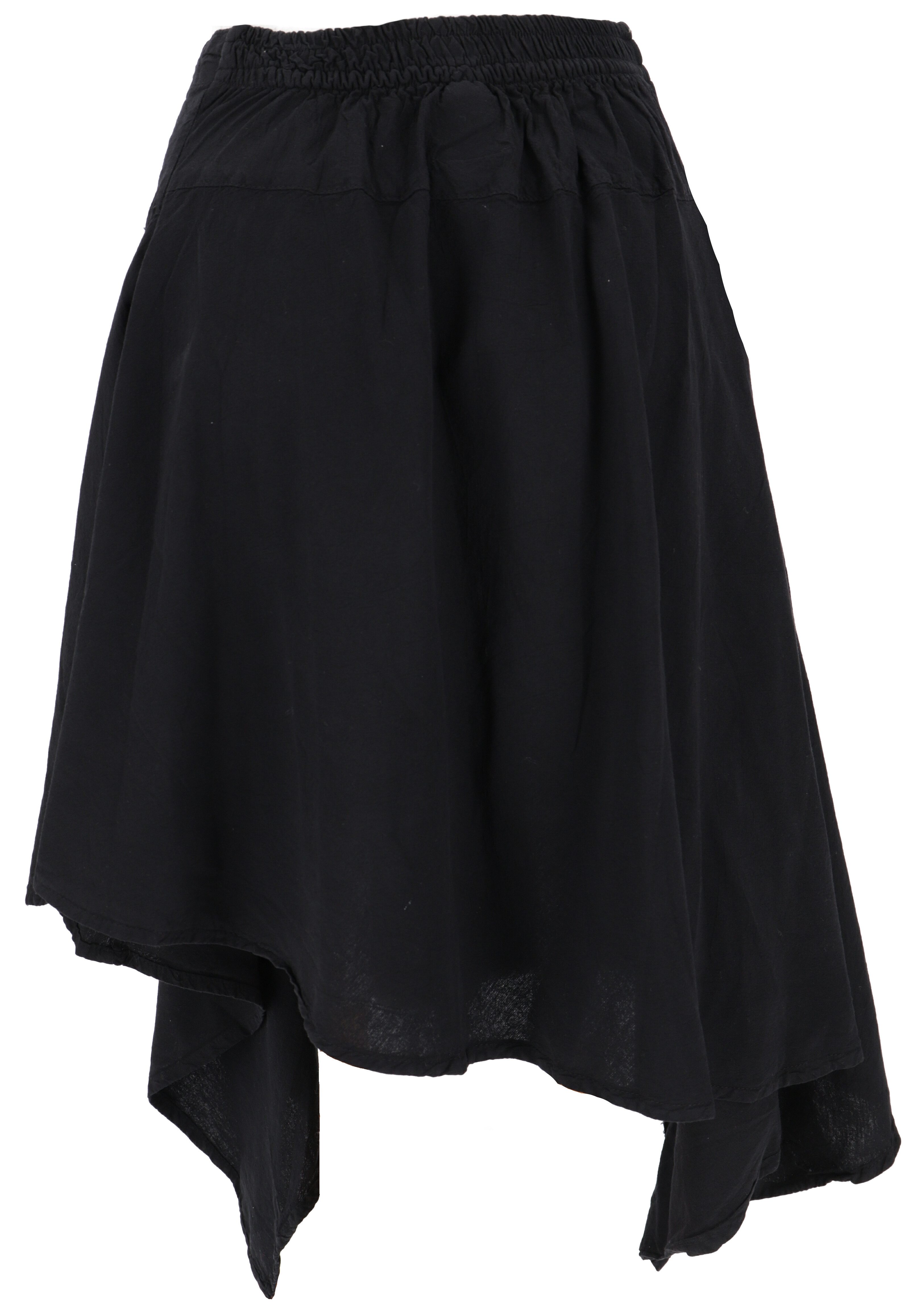 Guru-Shop Minirock Boho Zipfelrock - schwarz alternative Bekleidung günstig online kaufen