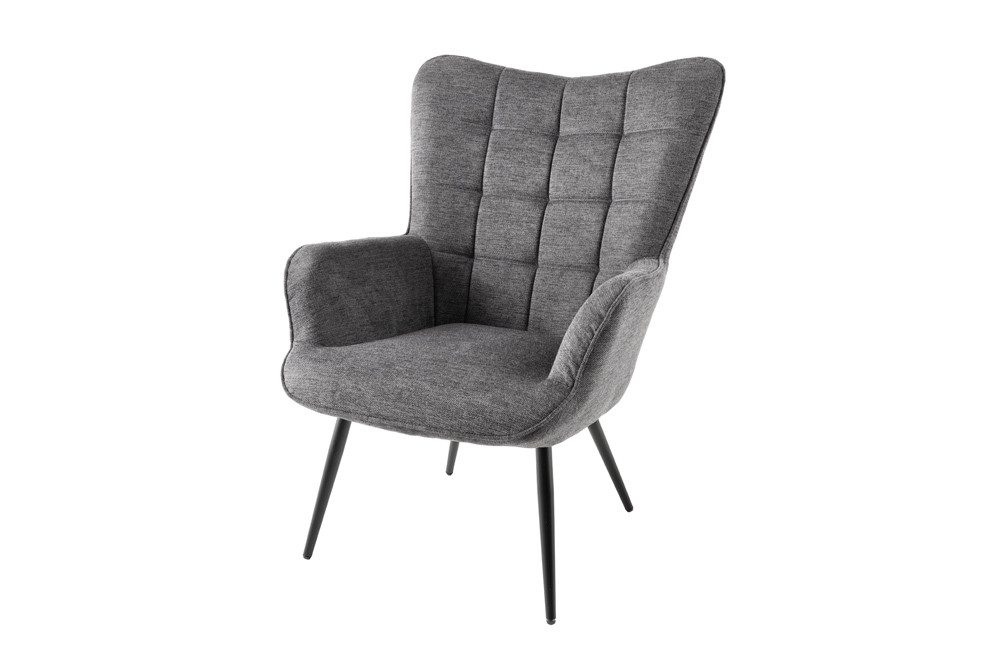 riess-ambiente Ohrensessel SCANDINAVIA grau/schwarz - Strukturstoff, Metall, Armlehnen, Polster (Einzelartikel, 1-St), zeitlos & im skandinavischen Design - ideal f. elegante, moderne Lofts