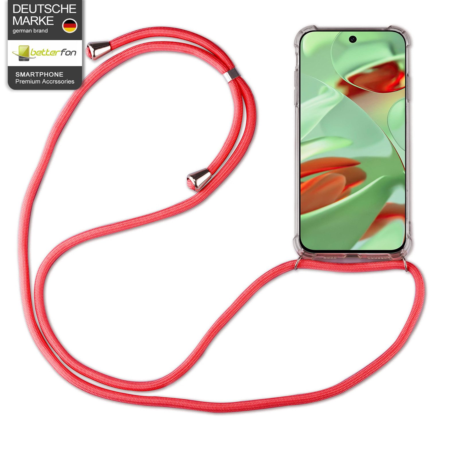 betterfon Handykette für Google Pixel 9 Serie Handyhülle mit Band & Kordel Bumper Rot, Premium-Panzerung – stoßfest, kratzresistent & passgenau