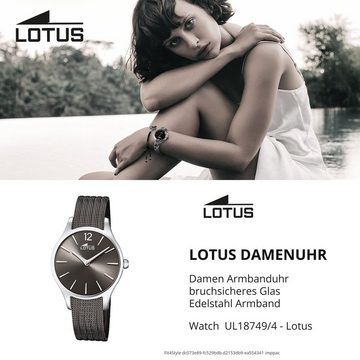 Lotus Quarzuhr Lotus Damen Armbanduhr Bliss 18749/4, Damenuhr rund, mittel (ca. 32mm) Edelstahlarmband schwarz