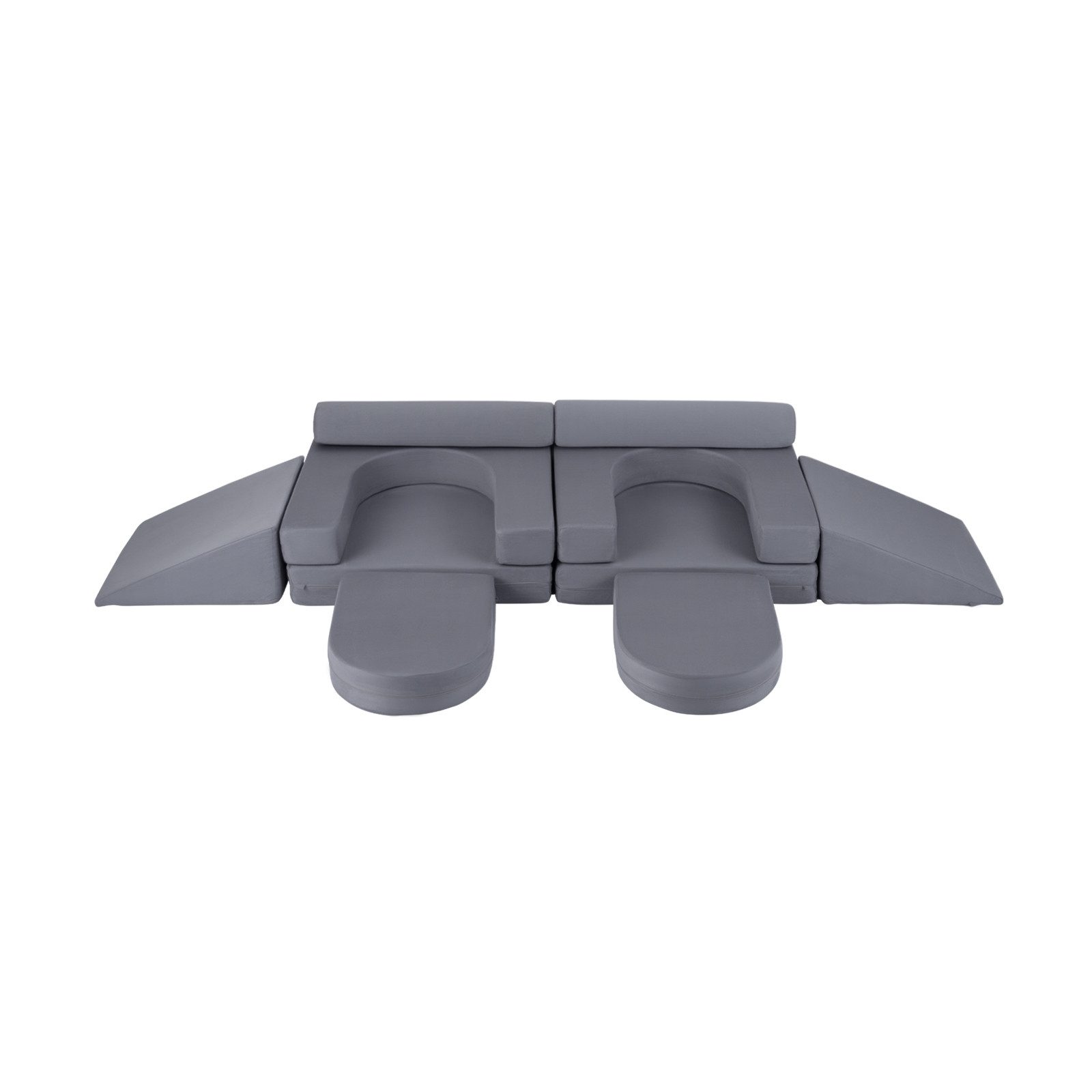 COSTWAY Kindersofa, 10 Teile, Modulares Spielsofa mit waschbarem Bezug aus Wildleder