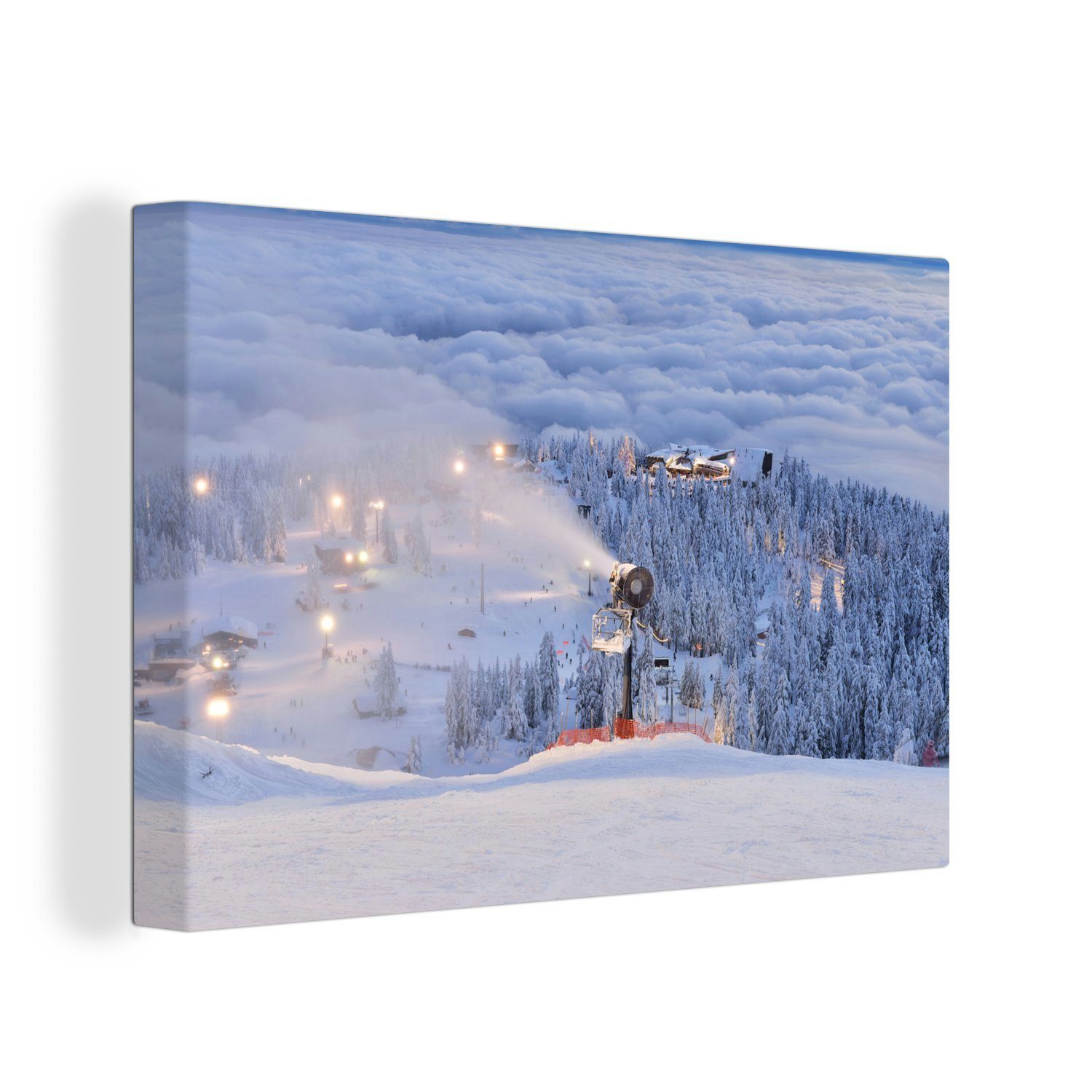 OneMillionCanvasses® Leinwandbild Skigebiet am Grouse Mountain in Kanada, (1 St), Wandbild Leinwandbilder, Aufhängefertig, Wanddeko, 30x20 cm