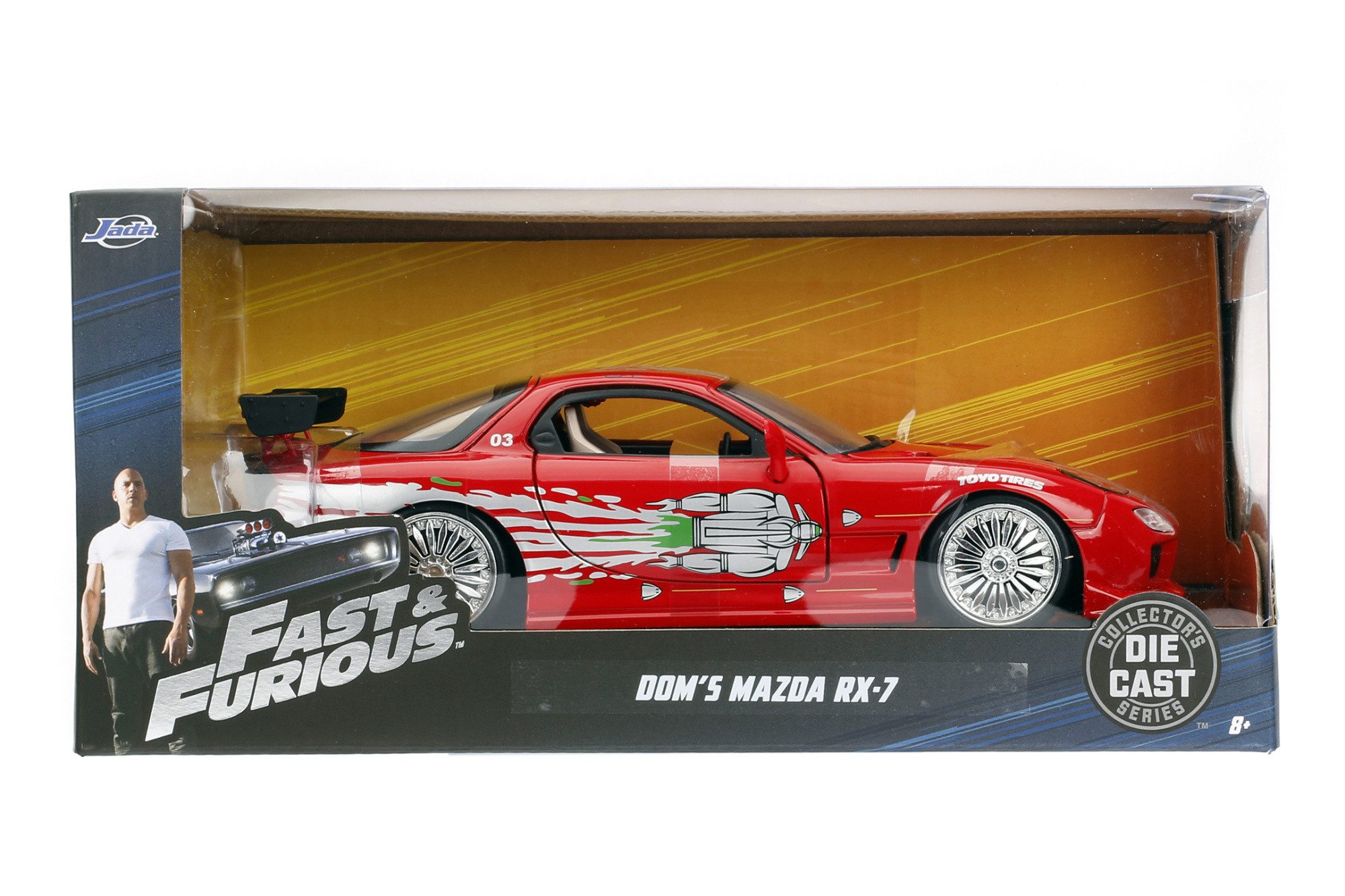 Jada Toys Fast & Furious Mazda RX-7 – Maßstab 1:24 Die-Cast Mit öffnbaren Türen, Haube & Kofferraum, Metallisch-orange
