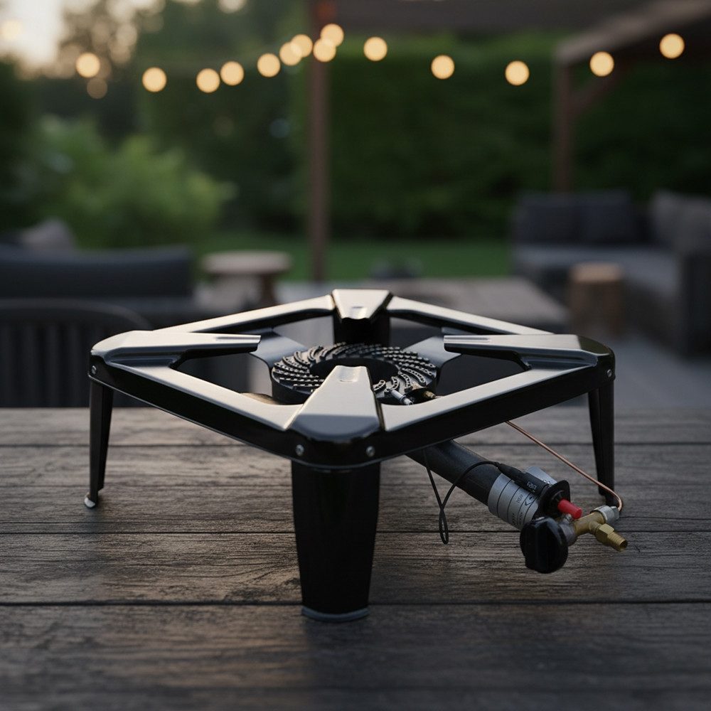 Mucola Gaskocher Hockerkocher Piezozündung 4 Bein Gaskocher Gasbrenner Campingkocher, (Einzelartikel, 1-St., Premium-Gaskocher), Piezozündung