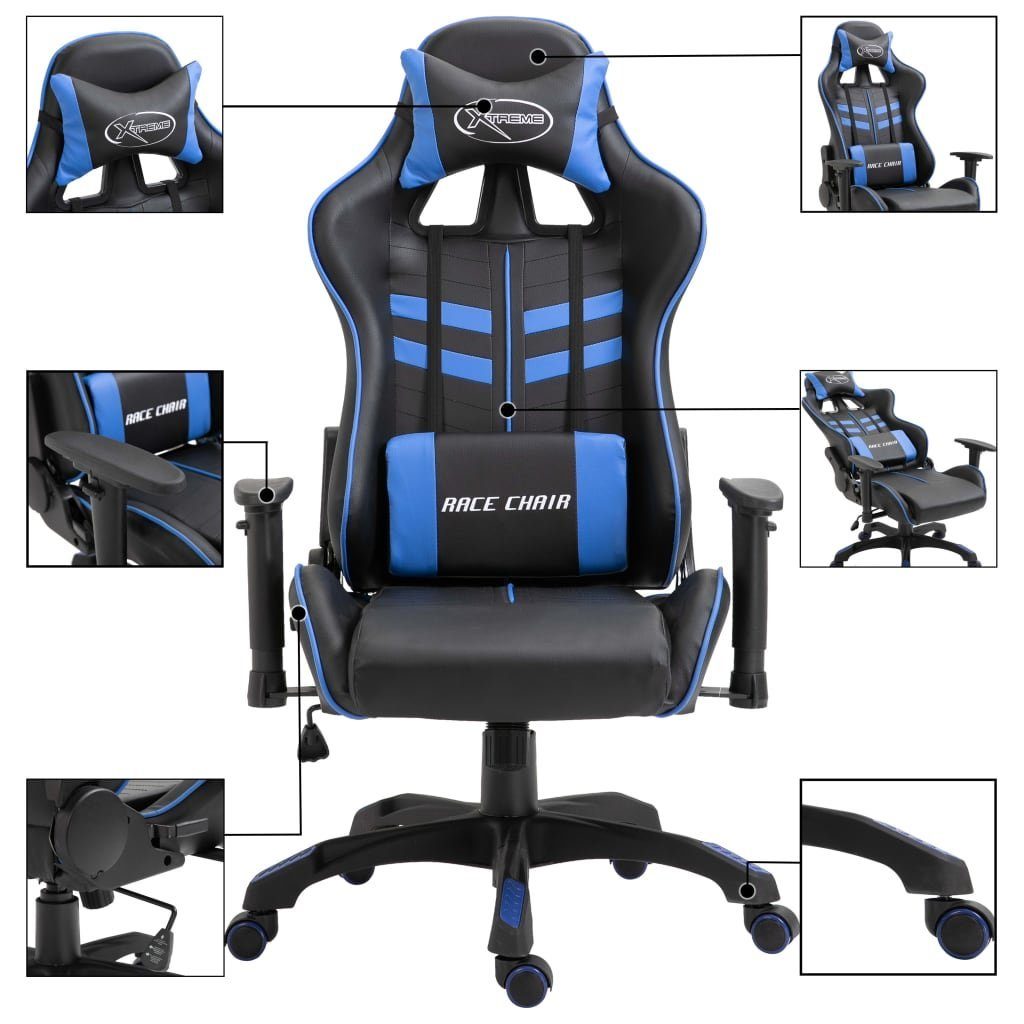 Gaming-Stuhl (1 Kunstleder | vidaXL Blau Gaming-Stuhl St) Blau Blau
