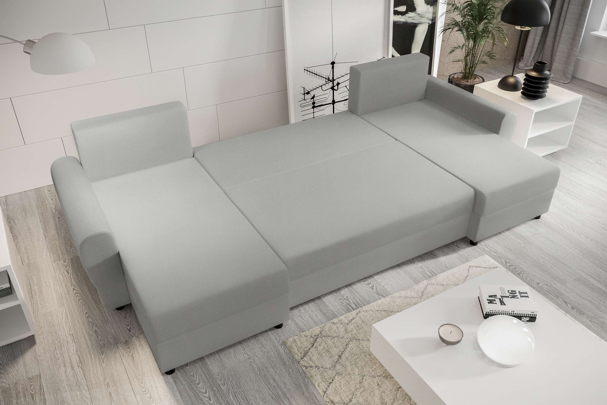 Arlen, Bettkasten, U-Form, Modern Wohnlandschaft Sitzkomfort, Bettfunktion, Design Eckcouch, mit mit Stylefy Sofa,