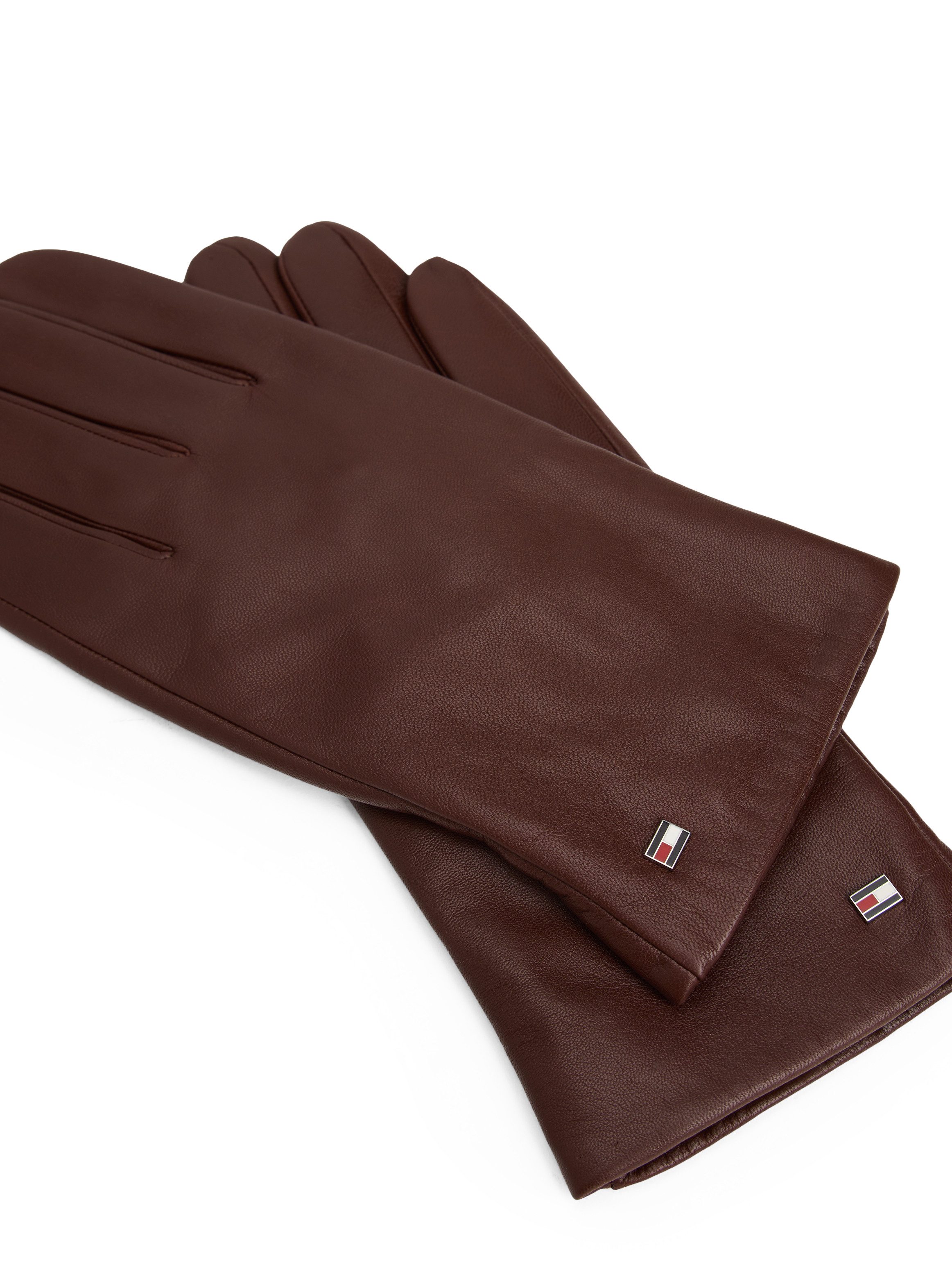 Tommy Hilfiger Lederhandschuhe ESSENTIAL FLAG LEATHER GLOVES mit Tommy Hilfiger Flagge