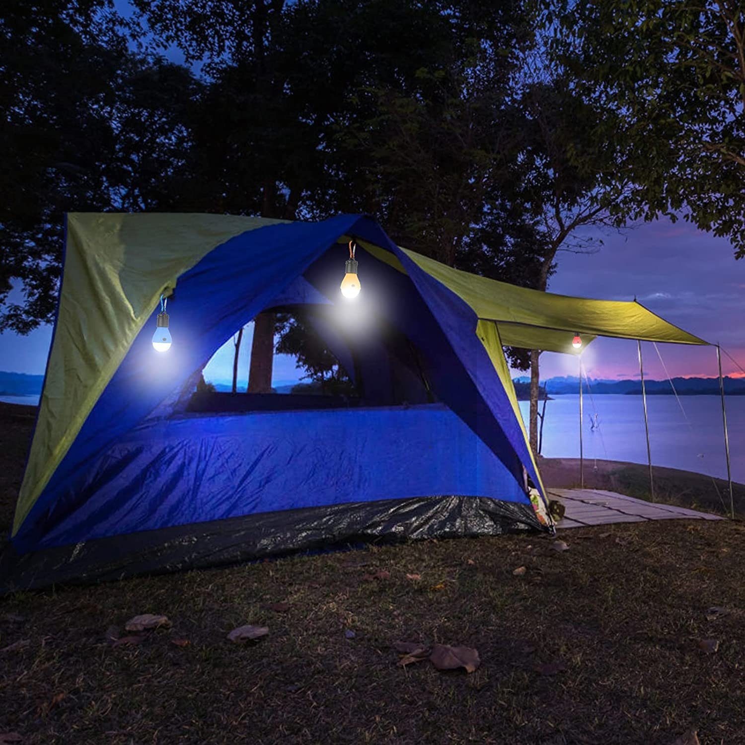 Haiaveng LED Außen-Tischleuchte 4 Campinglampe, Laterne Camping Stücke Abenteuer,Angeln,Stromausfall Notlicht,Camping LED Zeltlampe Wasserdicht Glühbirne, für Lampen