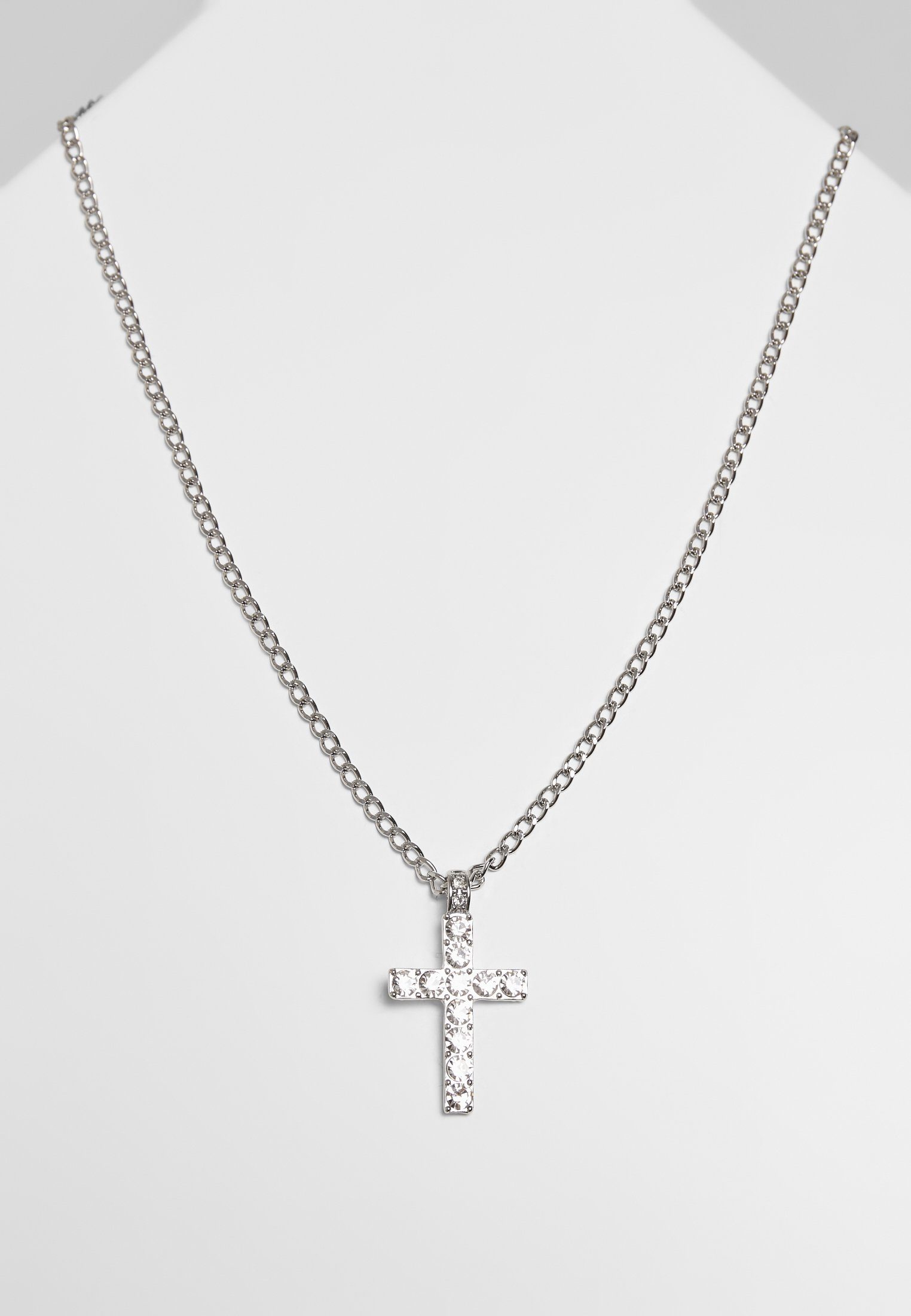 URBAN CLASSICS Accessoires Cross Necklace Diamond Edelstahlkette silver