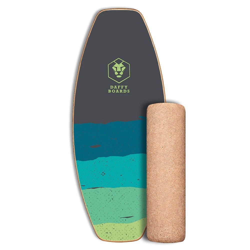 Daffy Boards Balanceboard Allrounder Balance Board Set mit Korkrolle - Design: Stripe Black