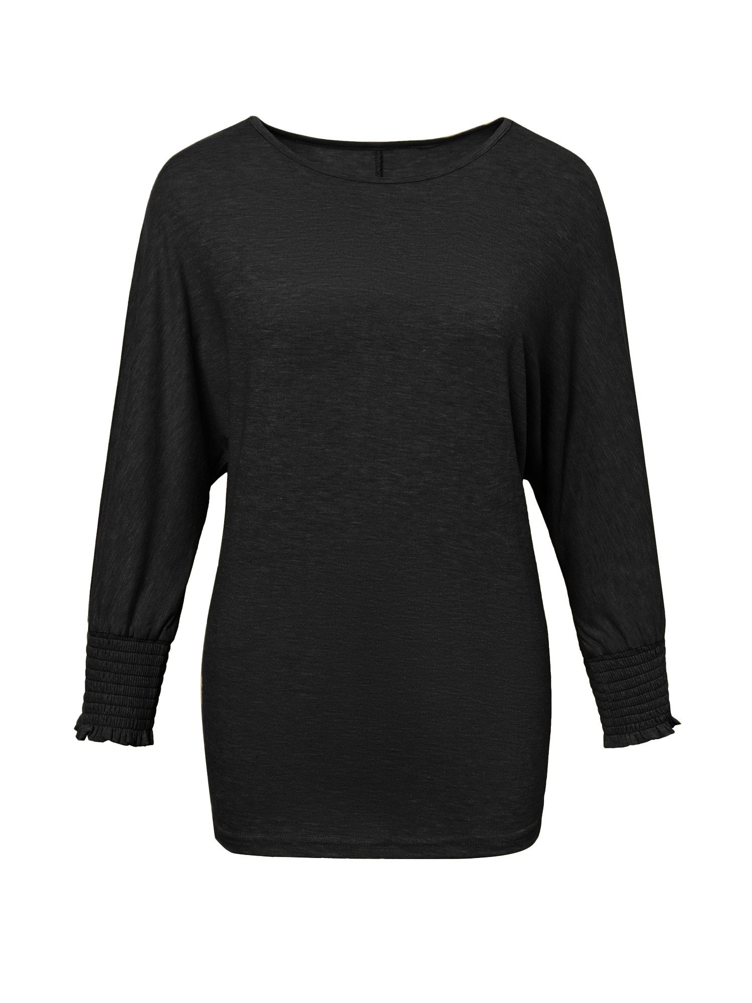 Imily Bela T-Shirt Damen Locker mit 3/4-Ärmeln und gerafften Bündchen (Packung, 1-tlg., 1per-Pack) mit Rundhalsausschnitt in Unifarbe – Bild 5 von 5