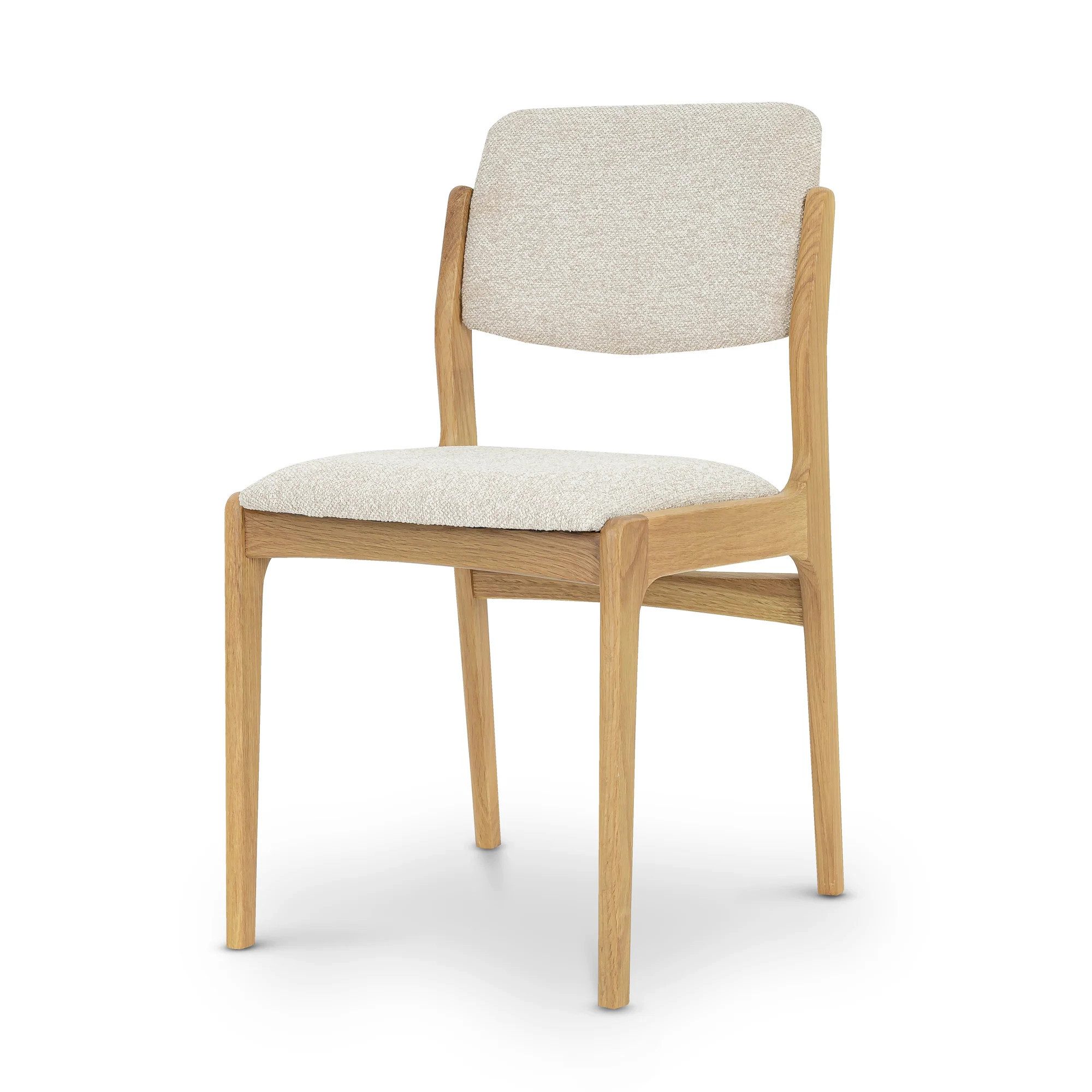 Woodek Design Esszimmerstuhl OSLO, gepolsterter Rückenlehne und Sitzfläche, matt lackierter Rahmen (beiger Stoff Cobble 110, 1 St), hergestellt aus massivem Eichenholz