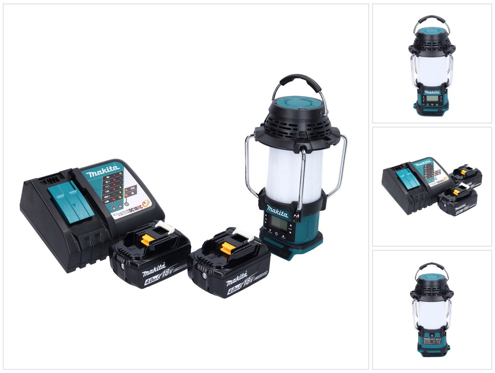 Makita Baustrahler DMR 055 RM Akku Radio 18 V FM mit Laterne 360° Taschenlampe + 2x Akku
