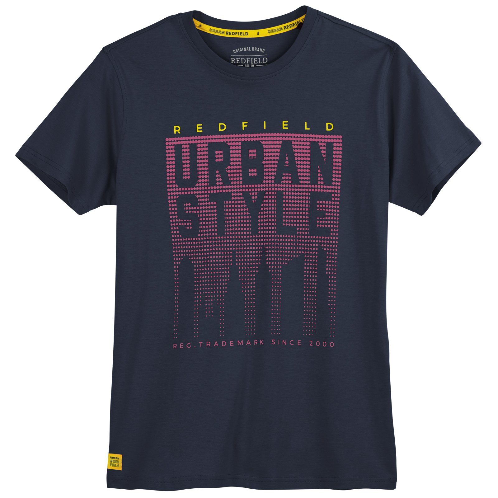 redfield Rundhalsshirt Große Größen Redfield Herren dunkelblau Print Style T-Shirt Urban
