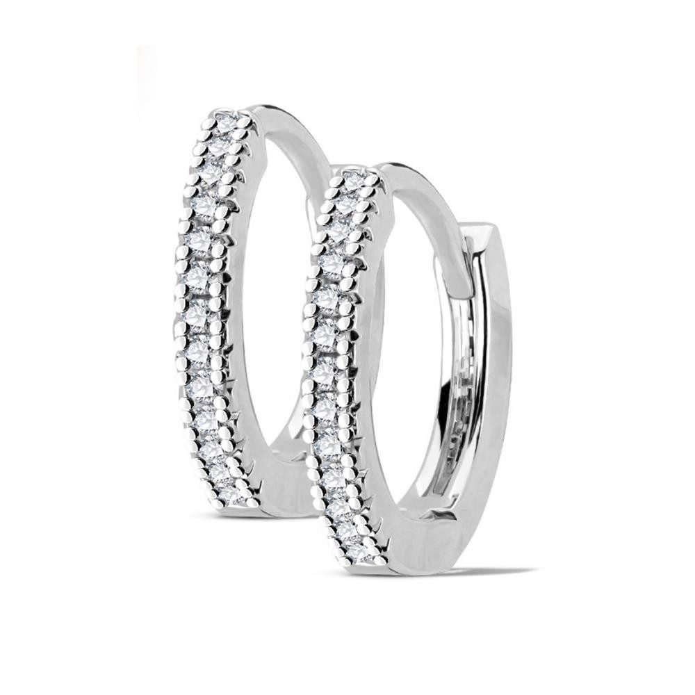 Creolen-Set silberne Ohrringe Kristalle schmal aus Edelstahl Damen